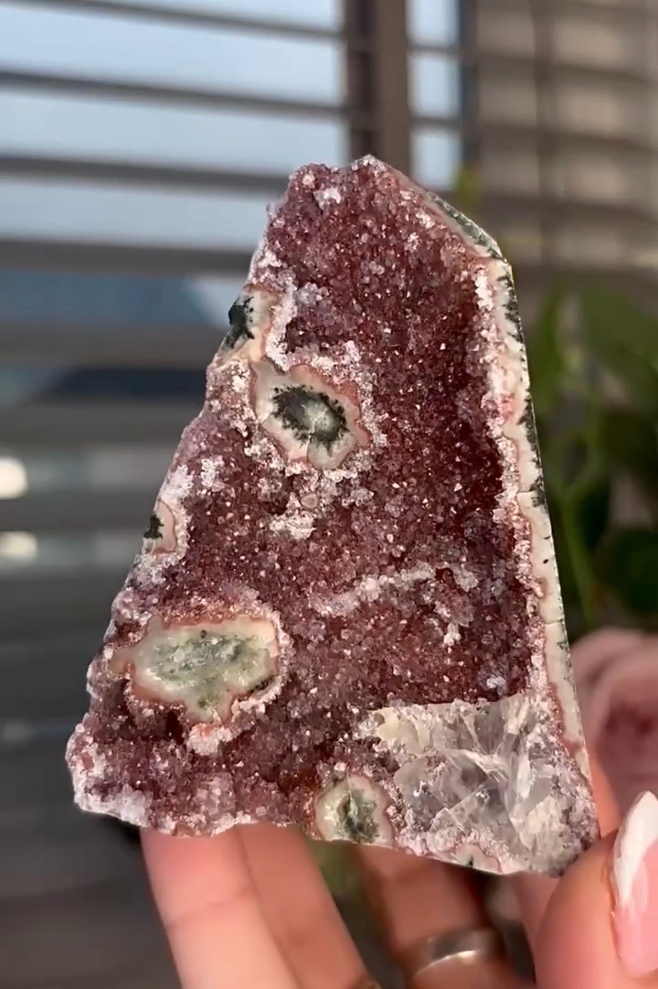 High quality, red rainbow amethyst cutbase