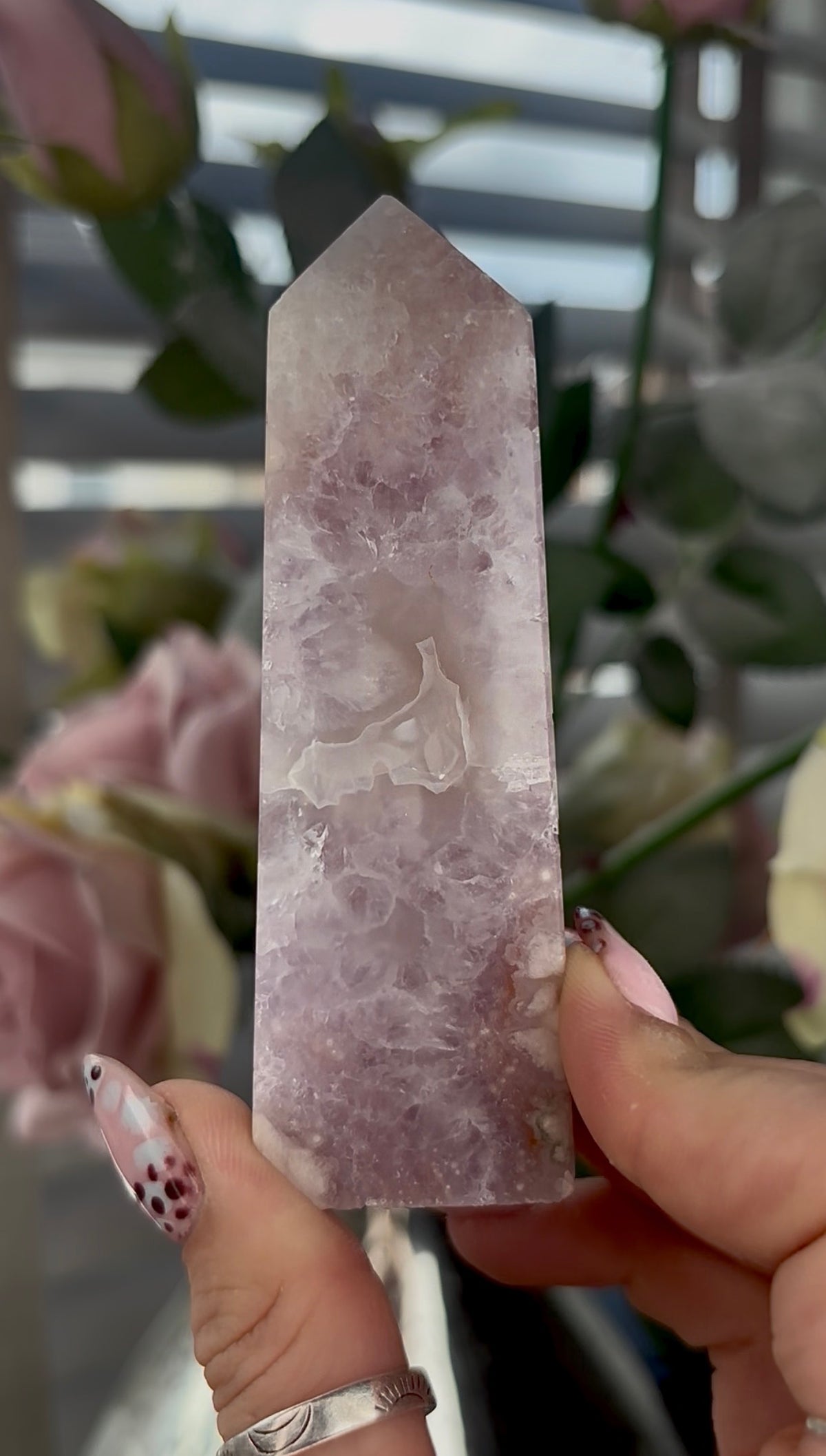 High grade, pink Amethyst Flower agate towe