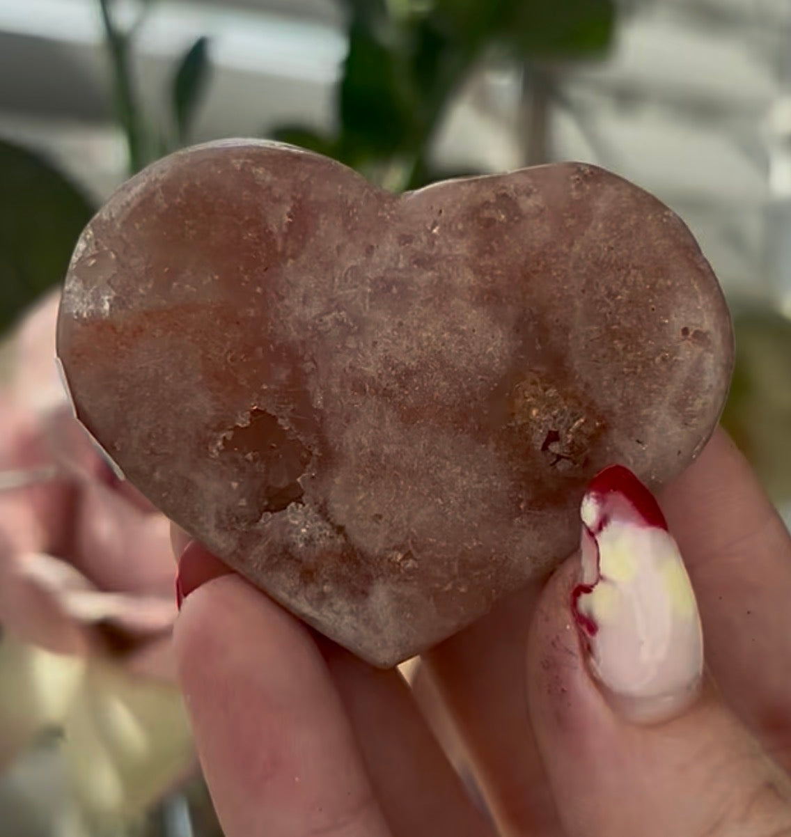 Mini pink amethyst heart - comes with stand