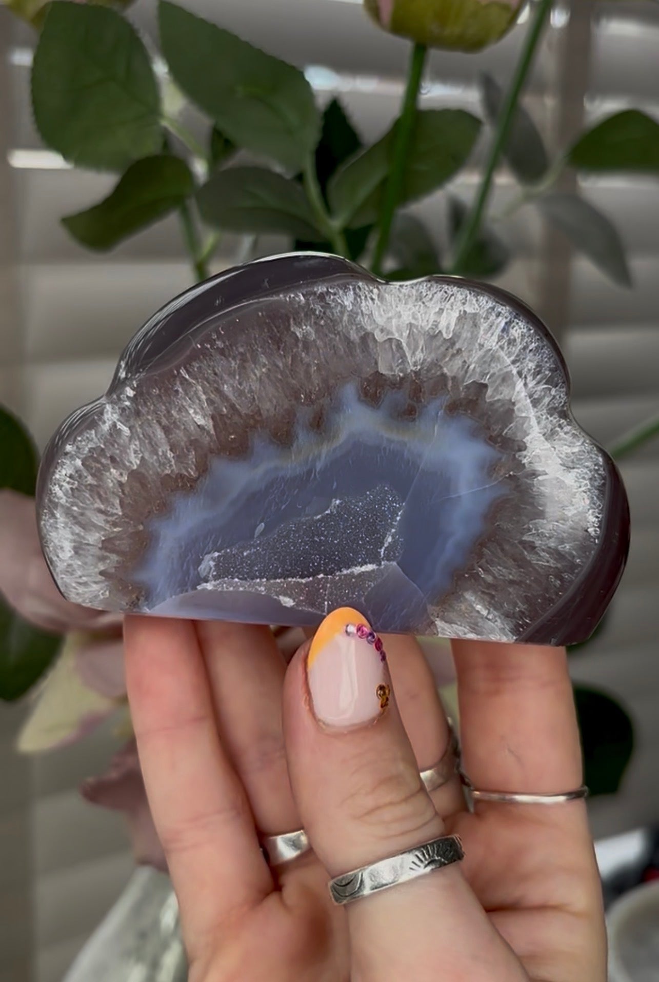 Beautiful, high grade, agate cloud with druzy
