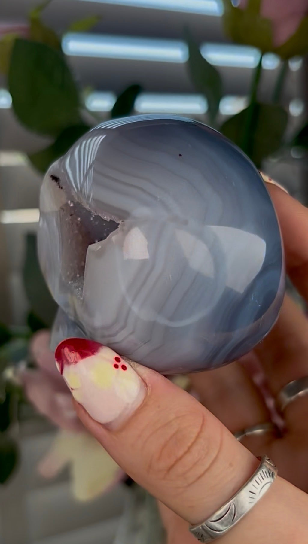 Beautiful, blue banded agate skull