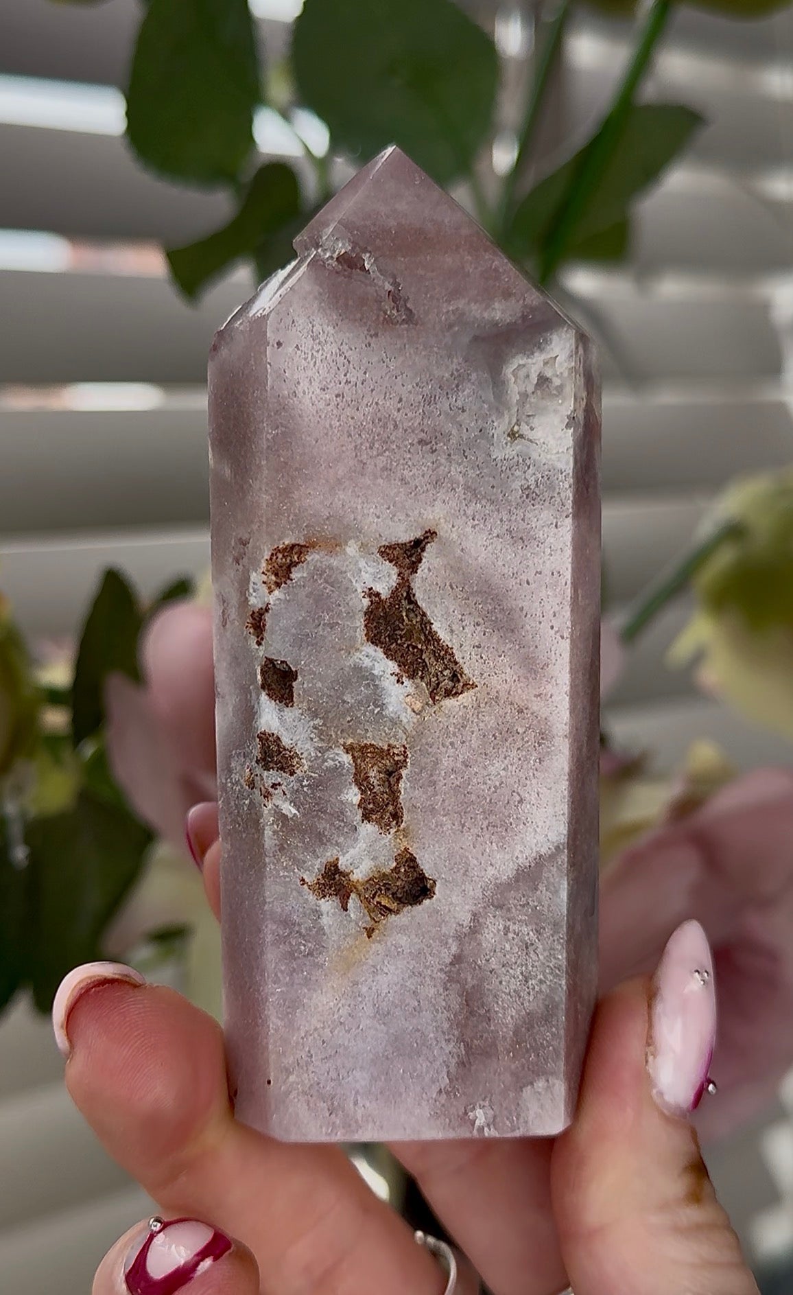 High quality Pink amethyst tower 11cm(h) 4cm(w)