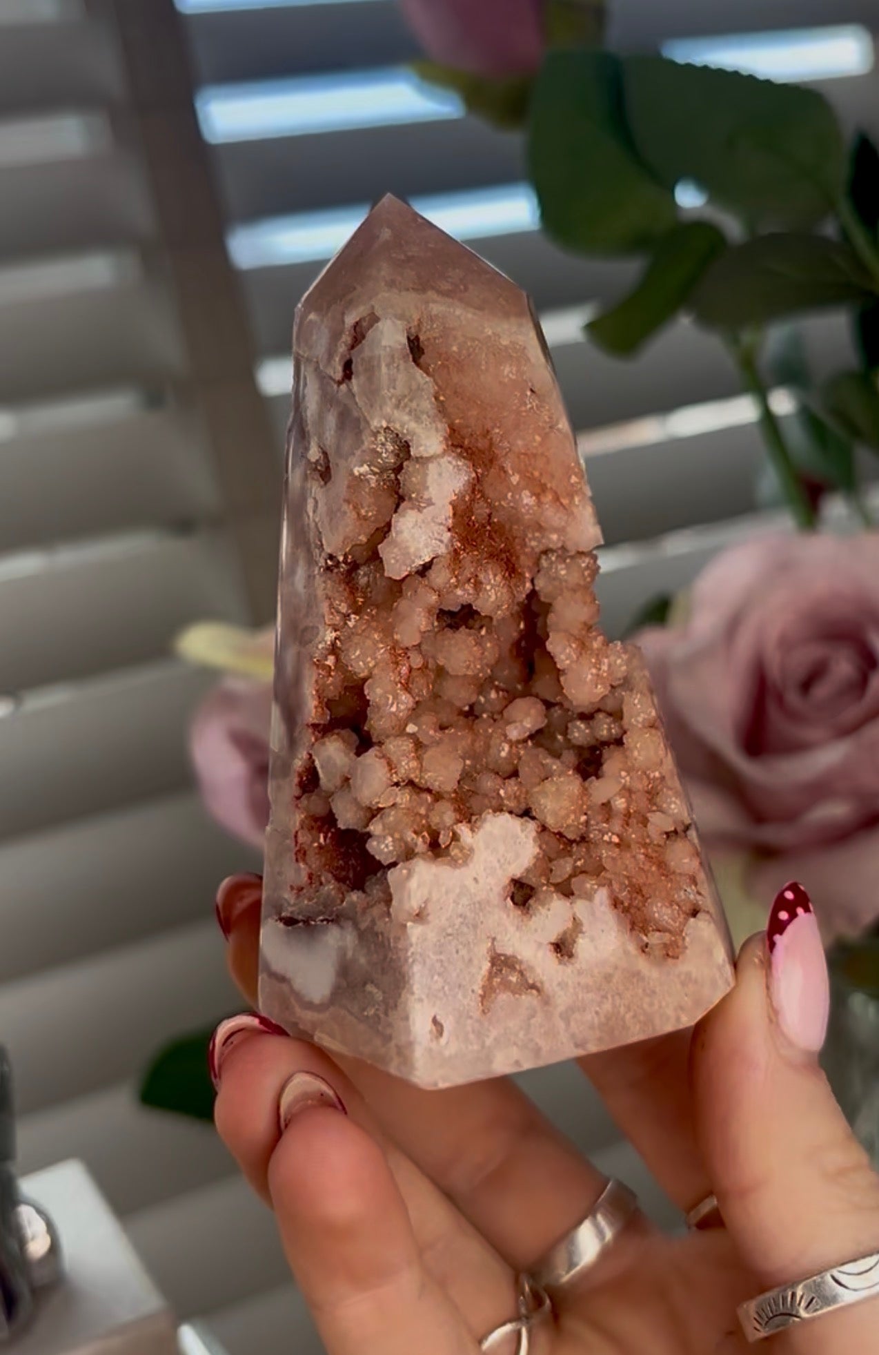 druzy Pink amethyst tower