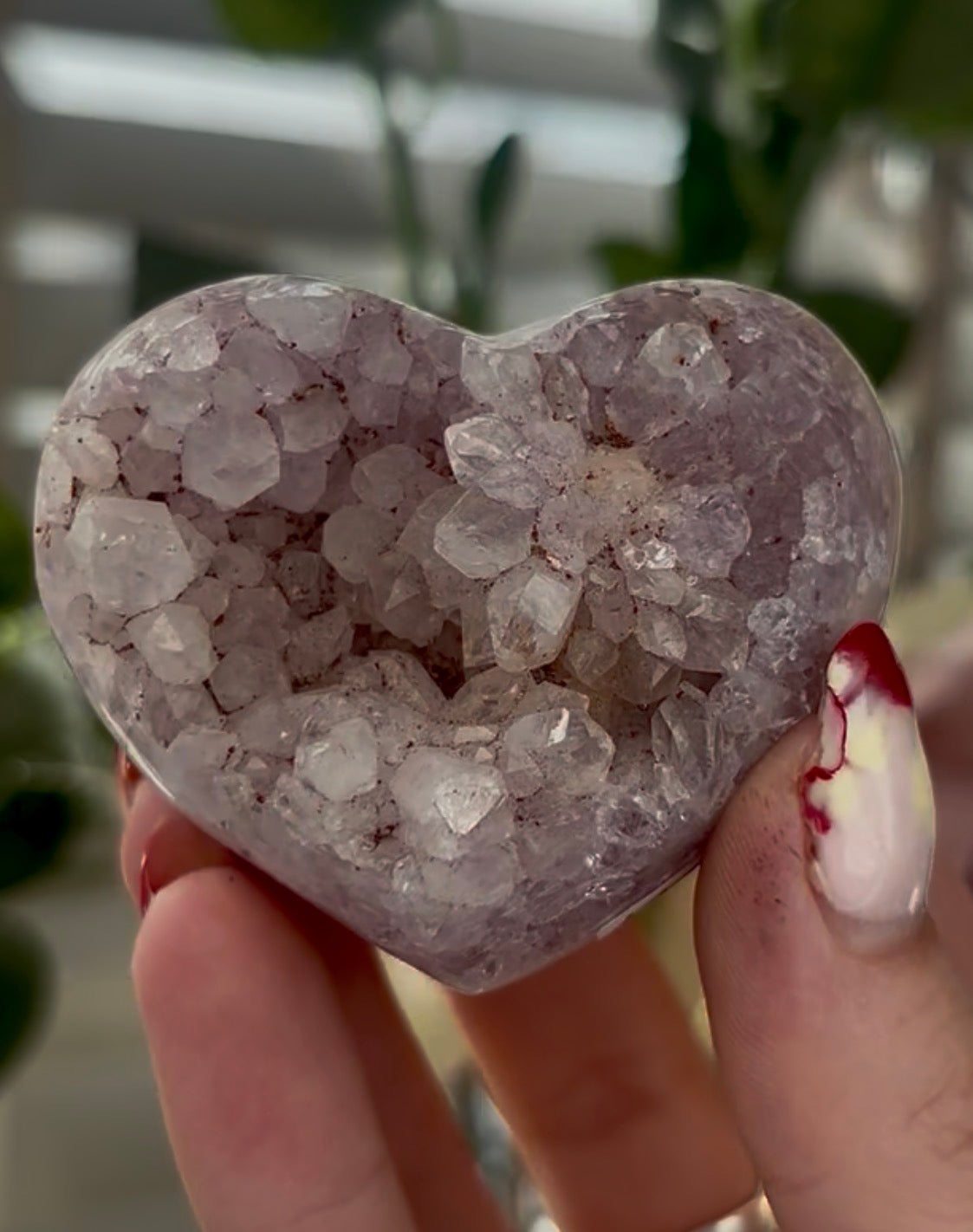 Mini pink amethyst heart - comes with stand
