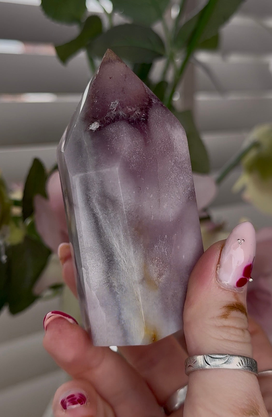 High quality Pink amethyst tower 9cm(h) 5cm(w)