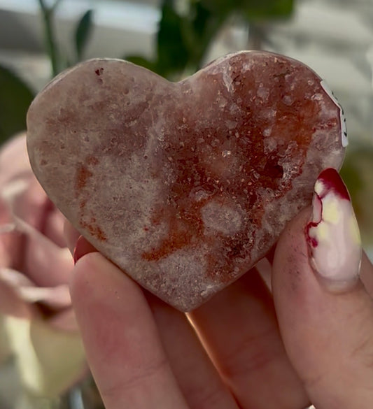 Mini pink amethyst heart - comes with stand