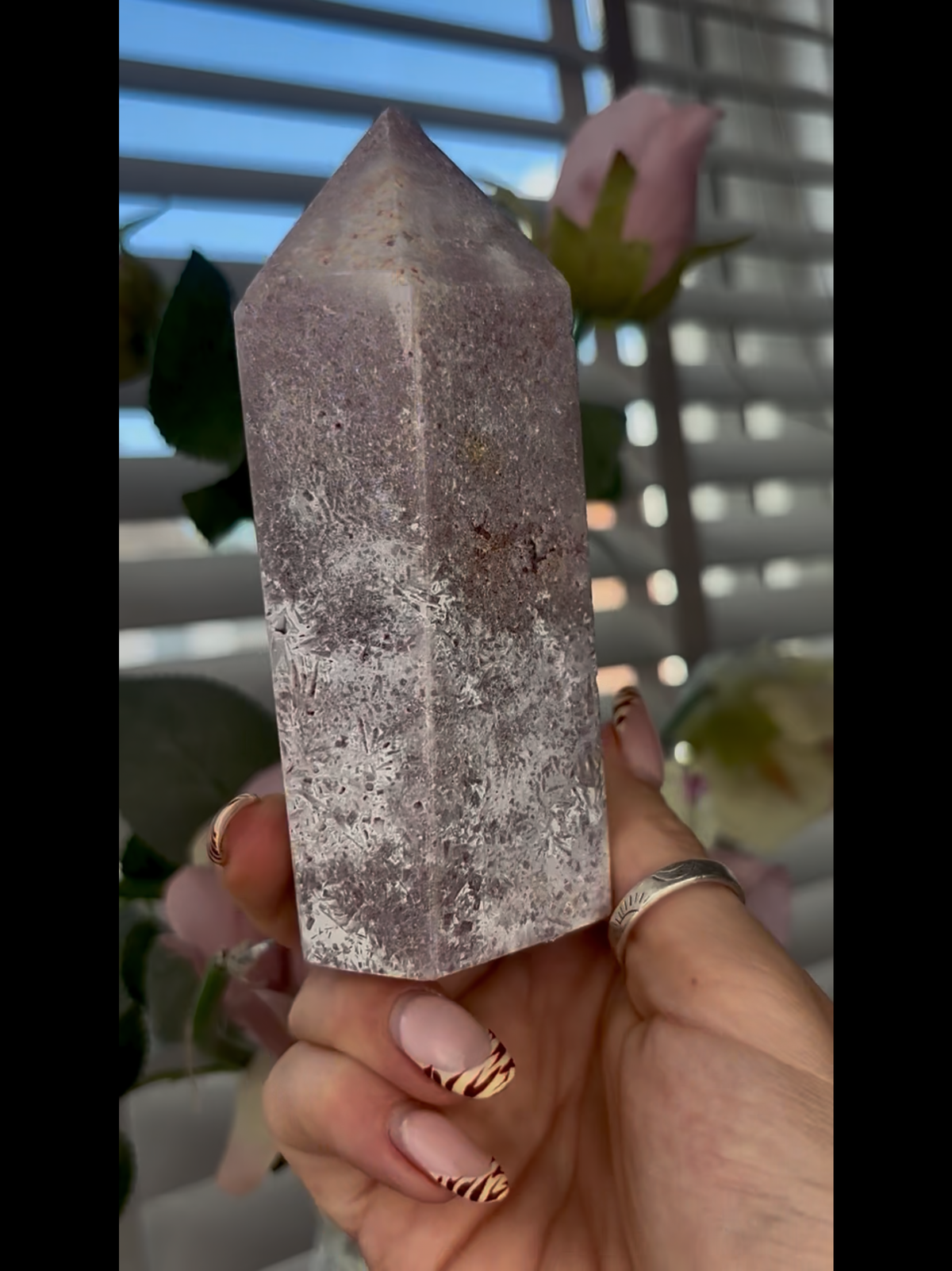 Beautiful, Pink amethyst tower 12cm tall 450g