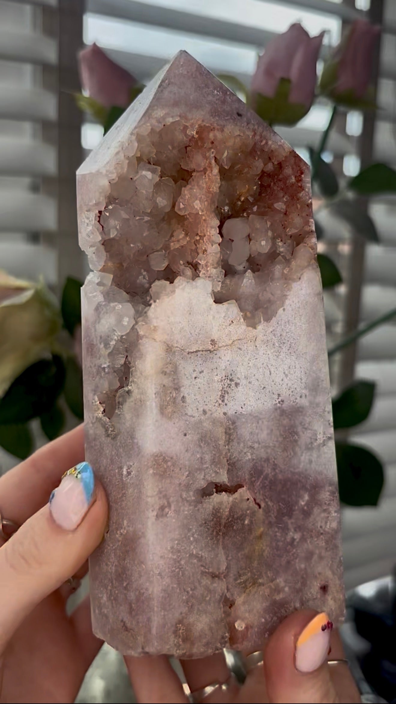 Beautiful, large, Pink amethyst tower