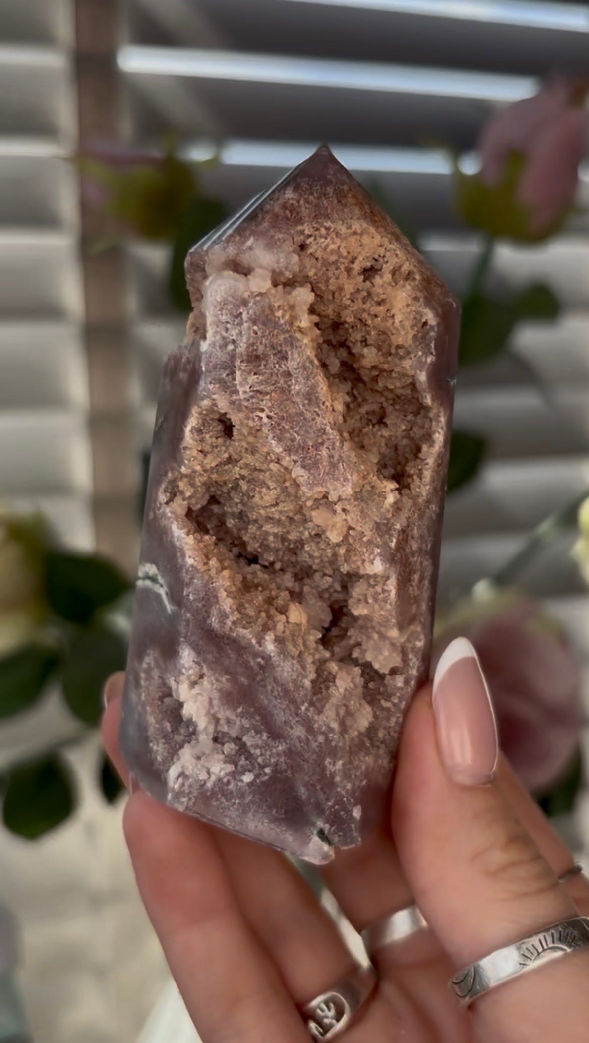 Cute, Pink amethyst tower 9cm(h) by 5cm(w)