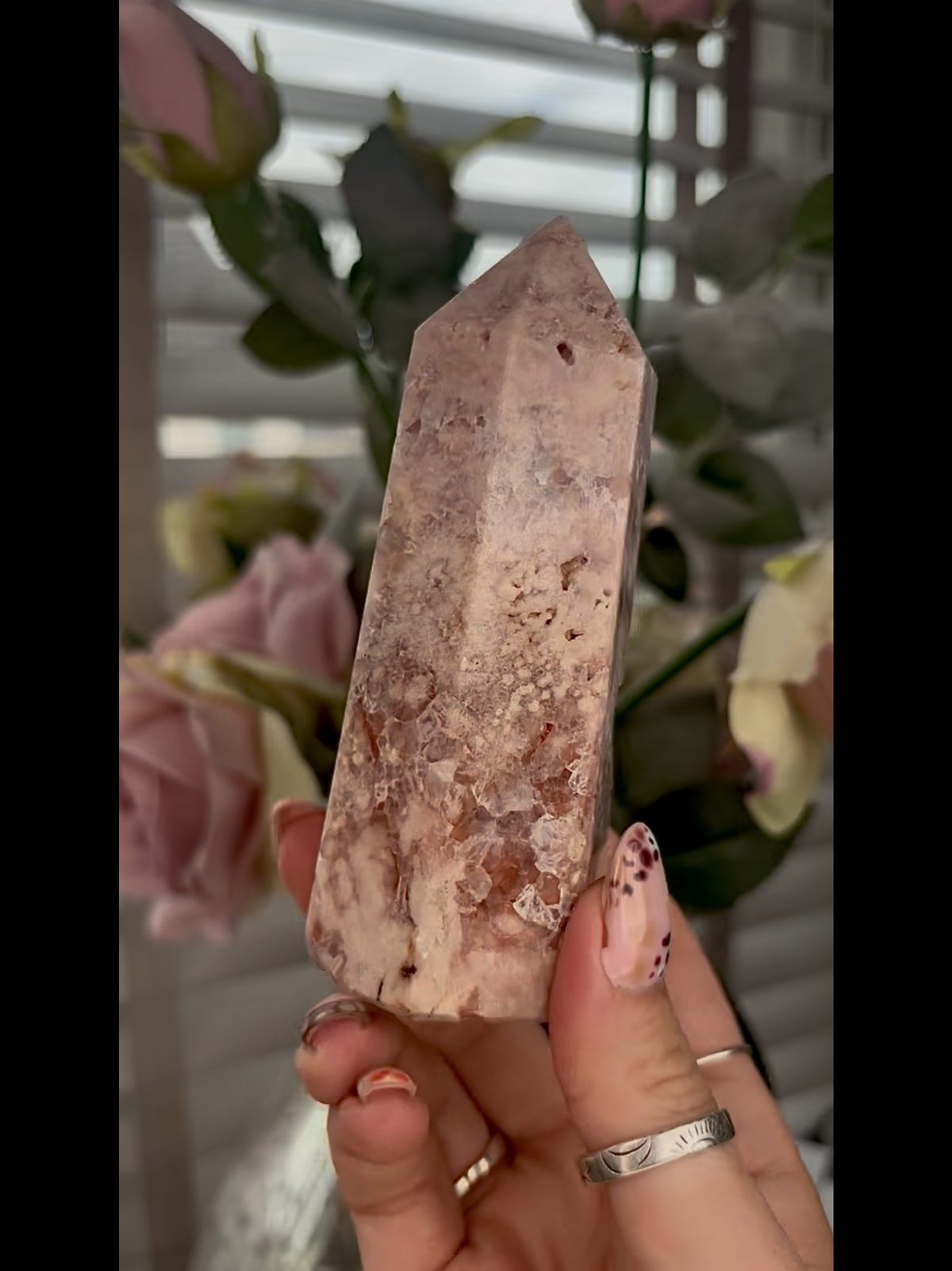 Incredible, High grade, pink amethyst, tower in deep pink tones and purple quartz, druzy & flower formations