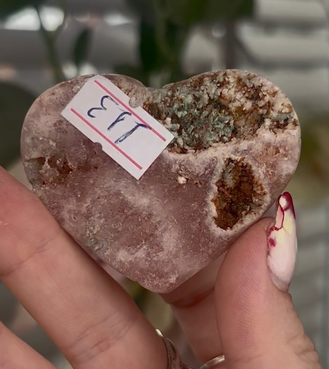 Mini pink amethyst heart - comes with stand