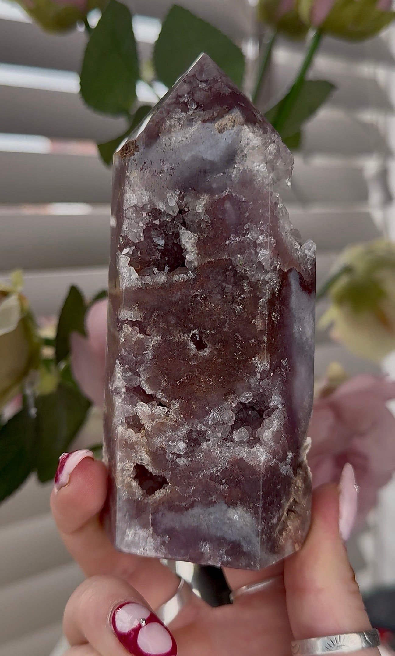 High quality Pink amethyst tower 12.5(h) 5.5cm(w)
