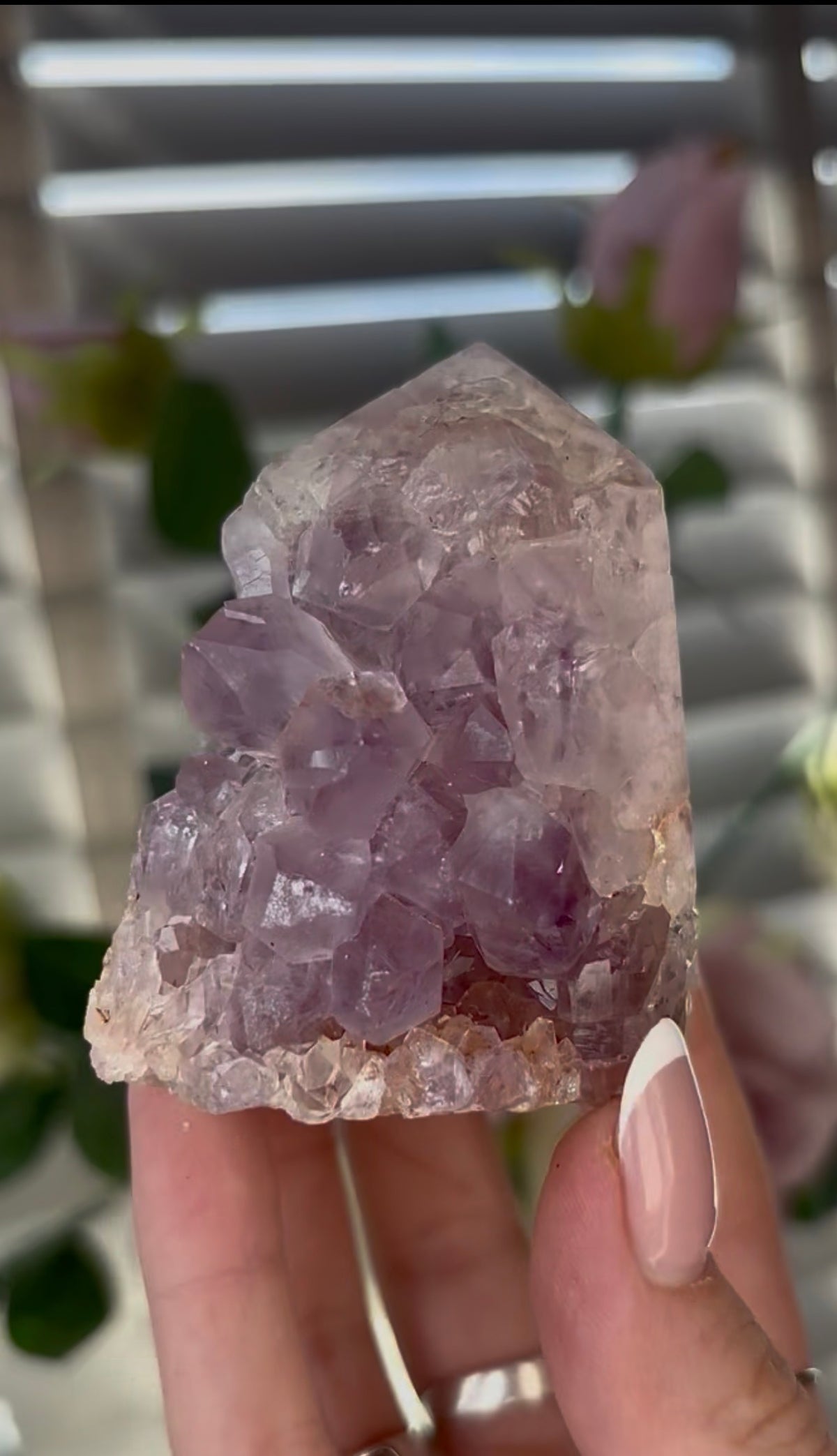 Beautiful, chunky Pink amethyst tower with lilac quartz 6.6cm(h) by 5cm(w)