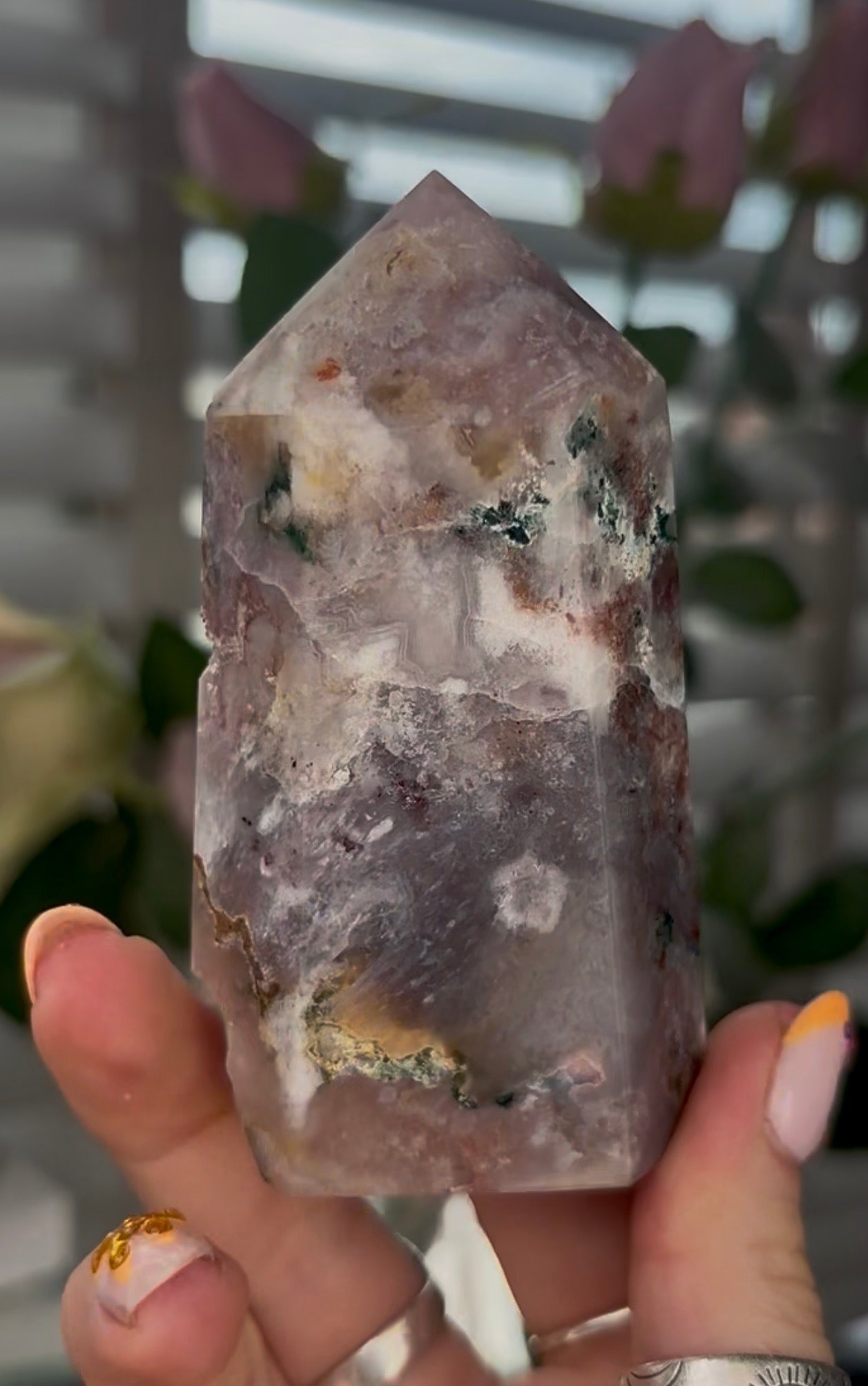 Beautiful, Pink amethyst & jasper tower