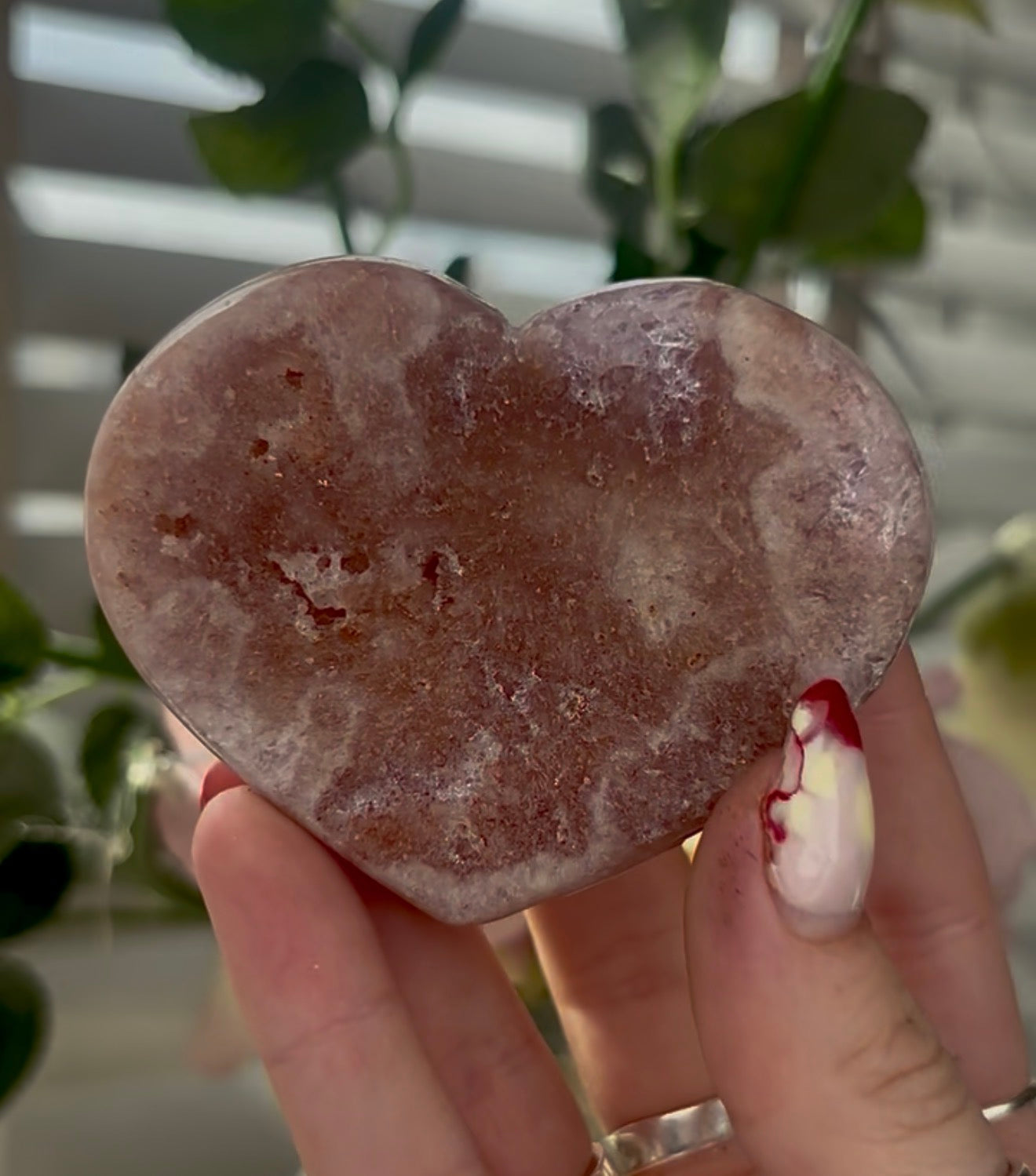 Mini pink amethyst heart - comes with stand