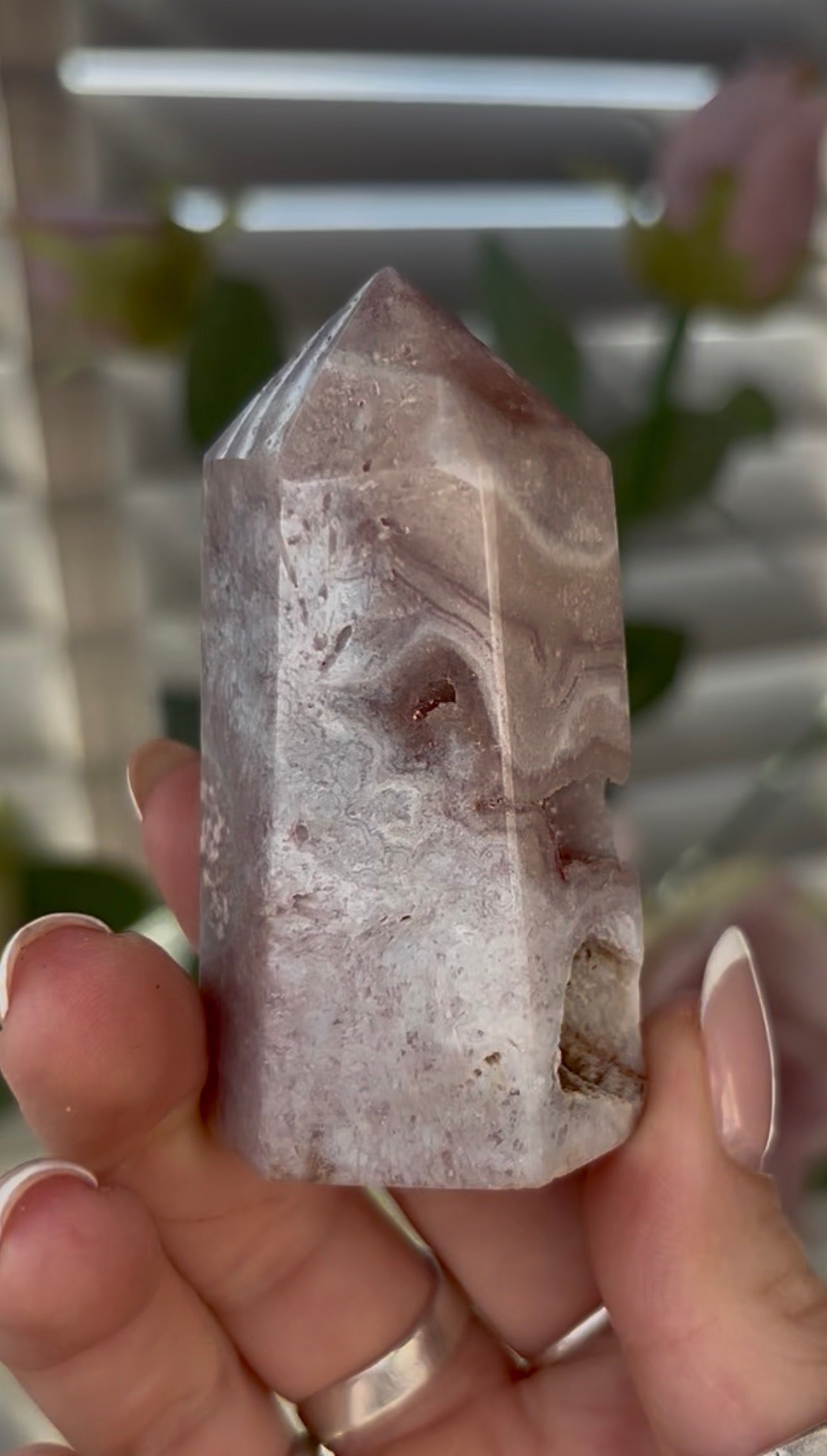 Cute, Pink amethyst tower 6.8cm(h)  3.7(w)