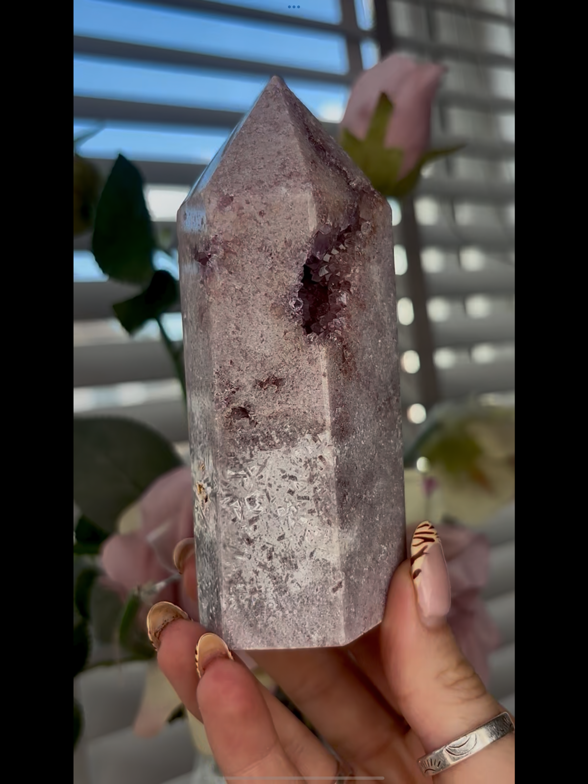 Beautiful, Pink amethyst tower 12cm tall 450g