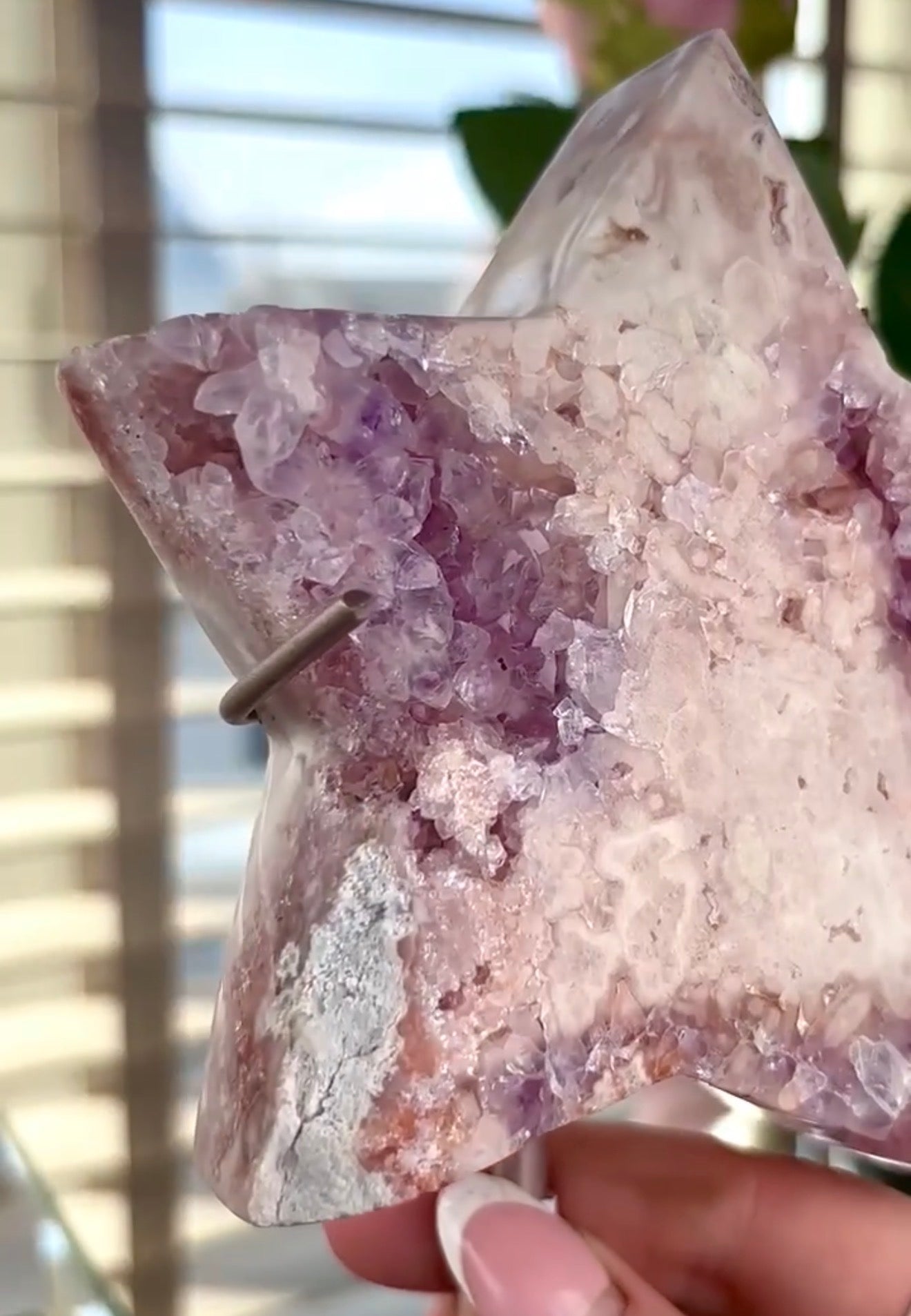 High quality pink amethyst star - comes with stand