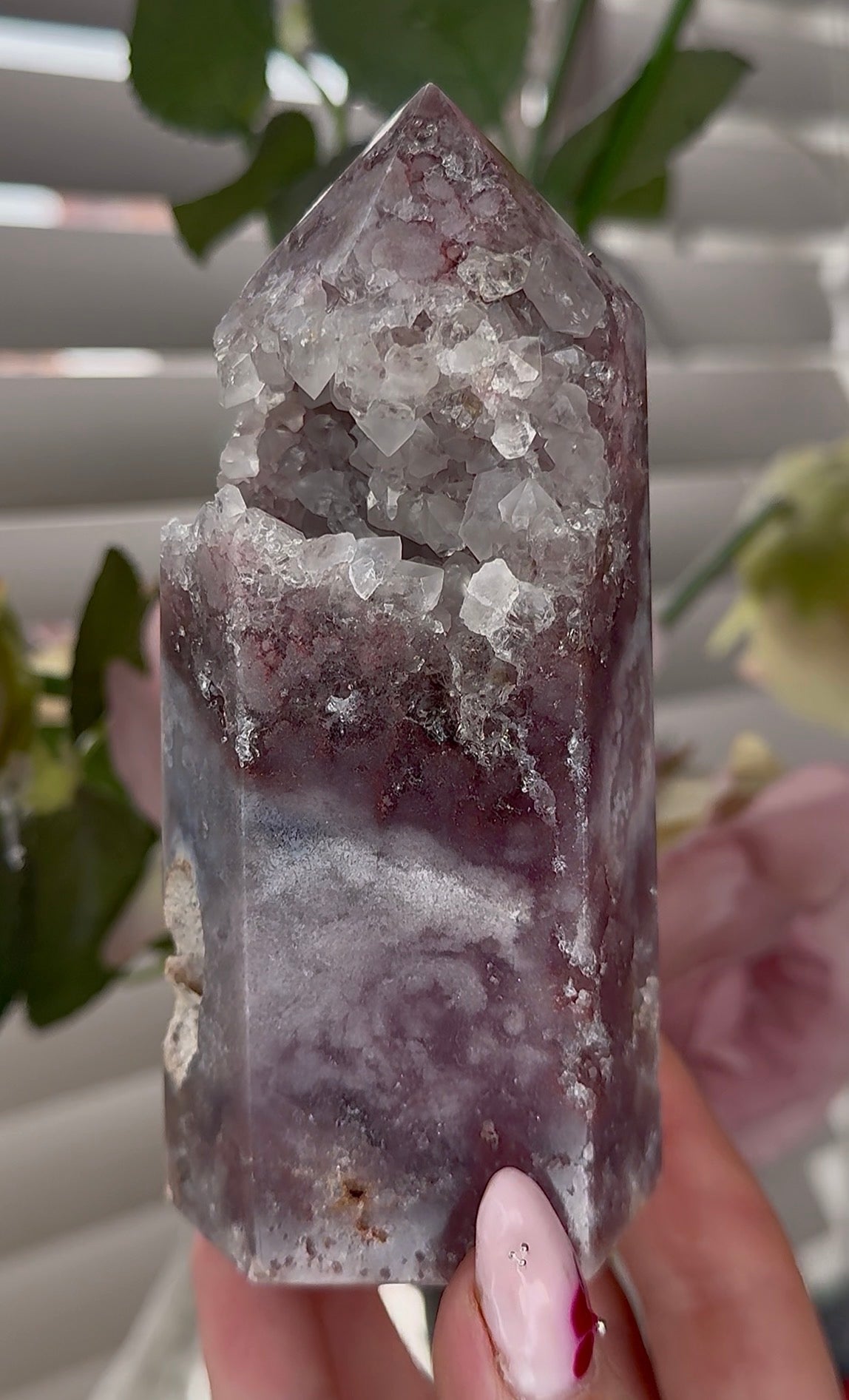 High quality Pink amethyst tower 12.5(h) 5.5cm(w)