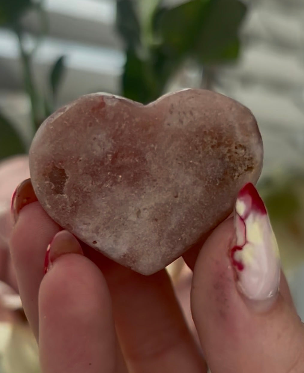 Mini pink amethyst heart - comes with stand