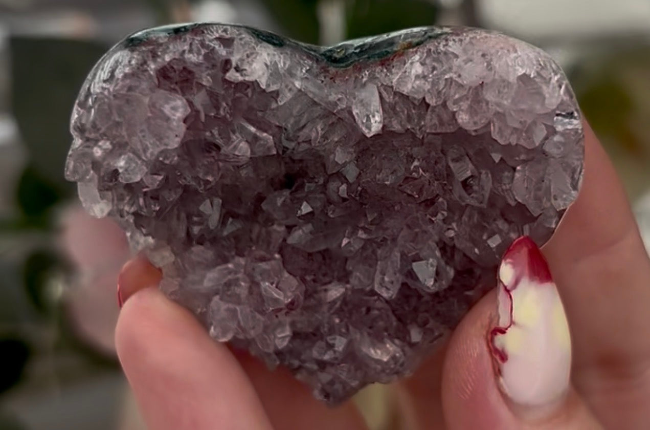 Hq, Mini pink amethyst heart - comes with stand