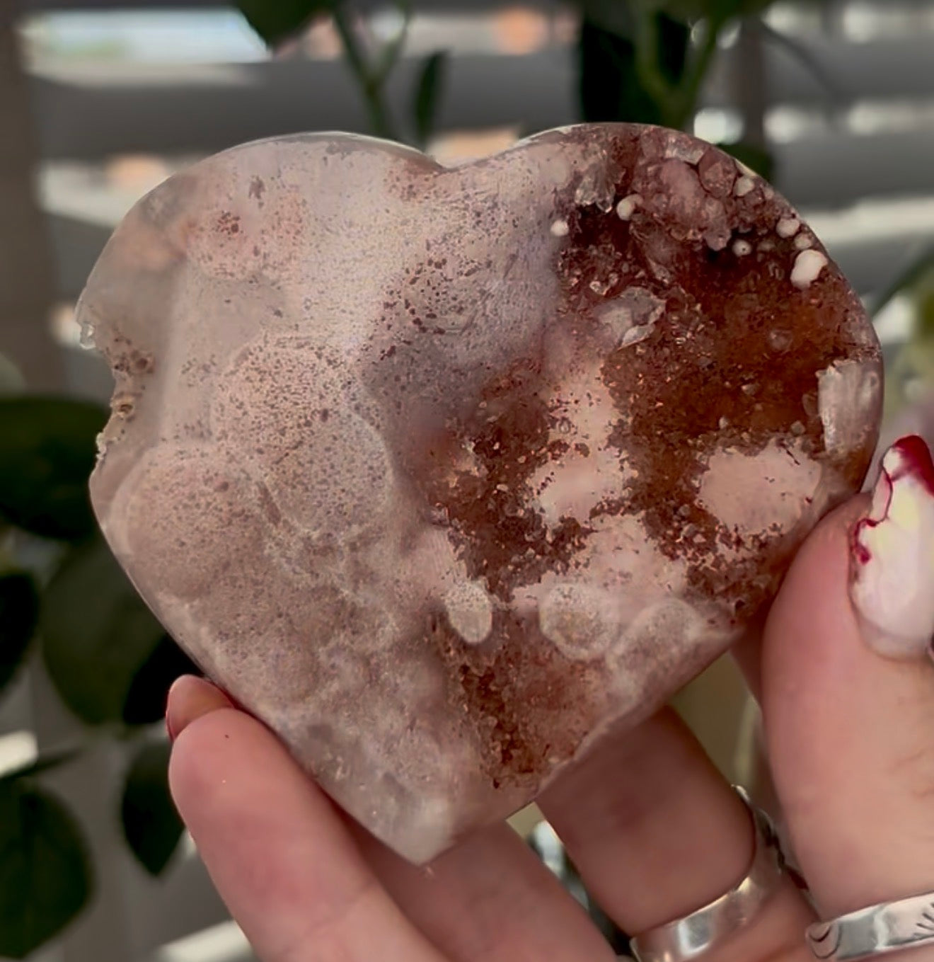 pink amethyst heart - comes with stand (8.5cm)
