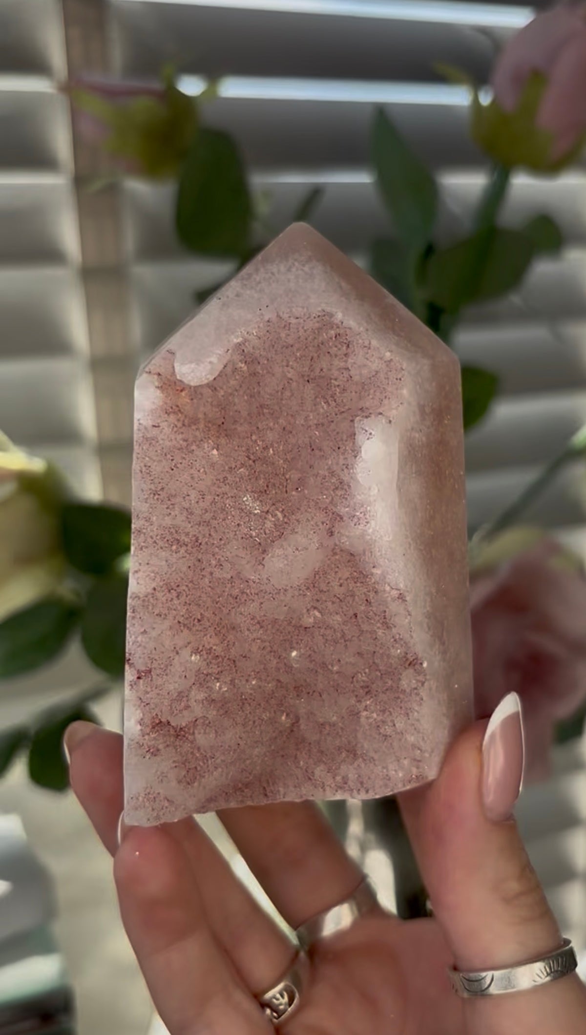 Beautiful, chunky Pink amethyst tower 9.8cm(h) by 6cm(w)