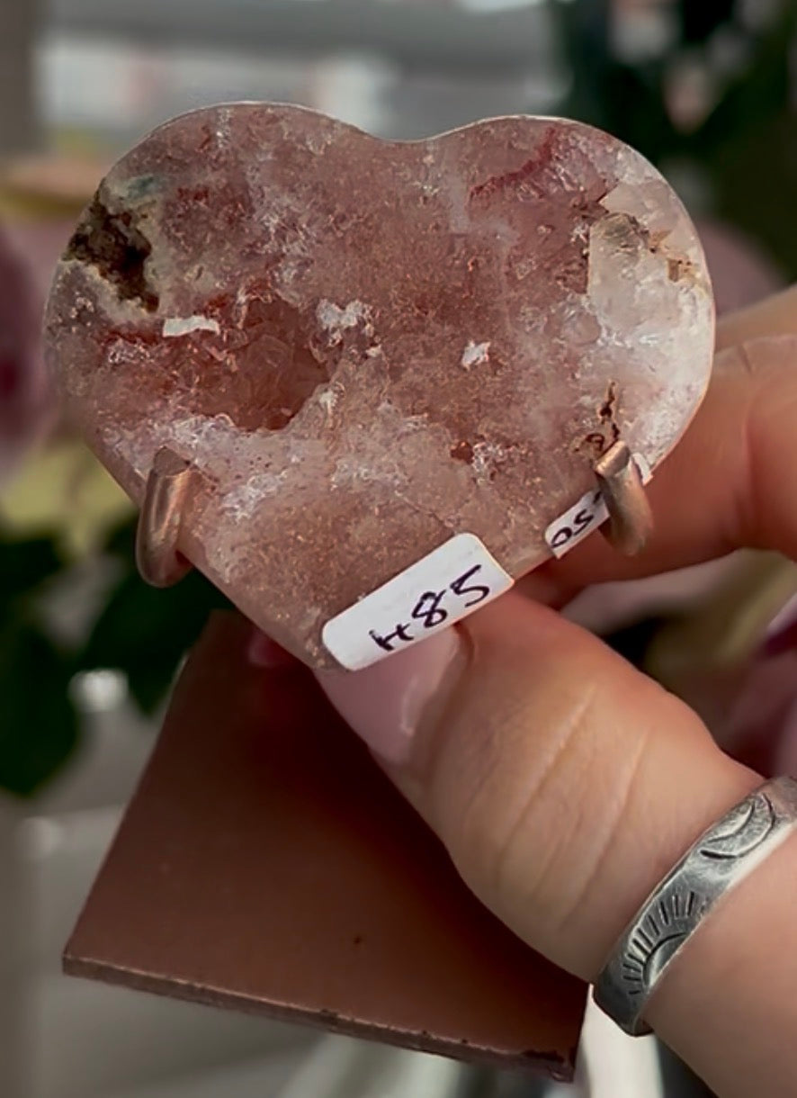 mini pink amethyst heart  - comes with stand