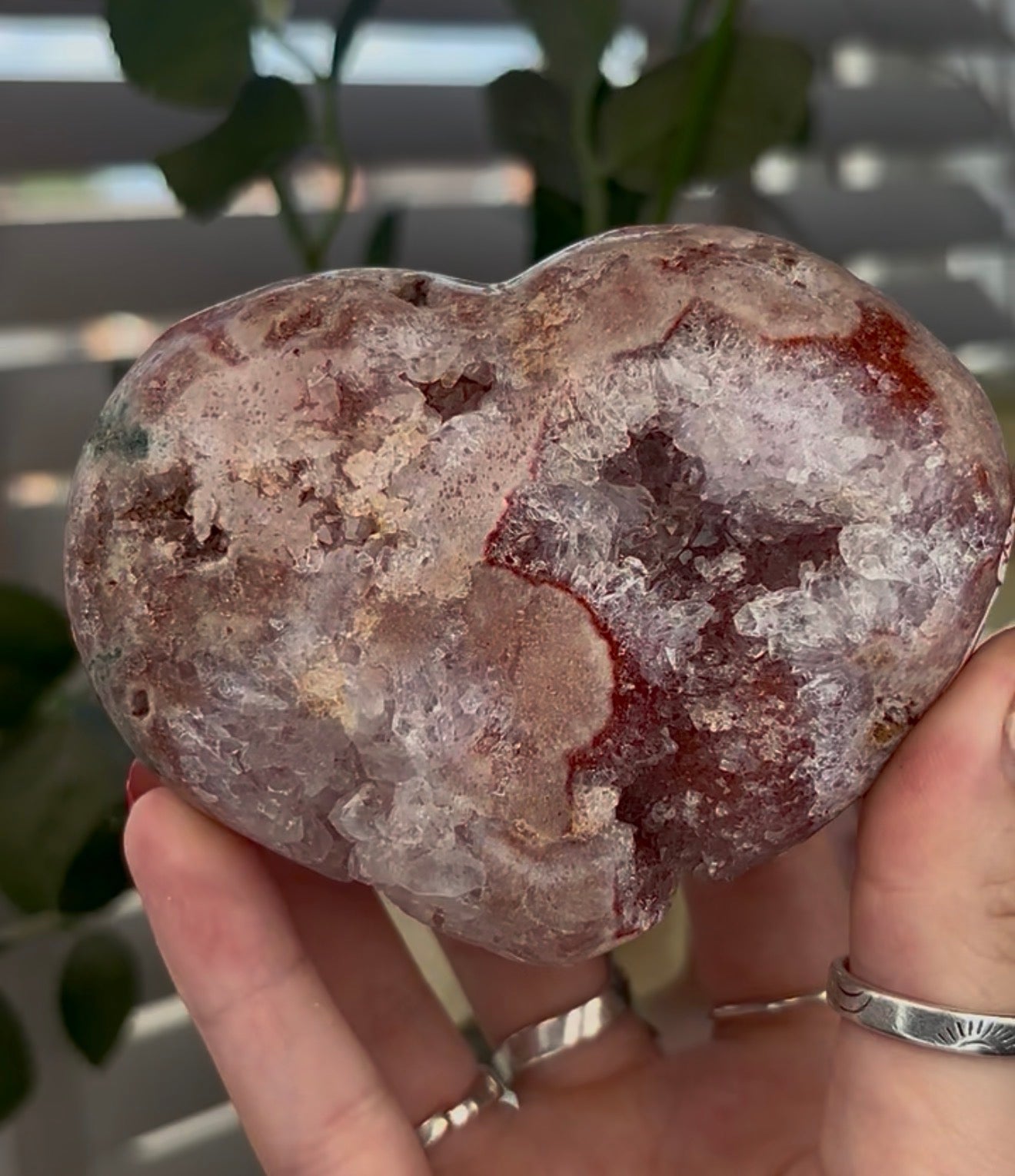 Beautiful druzy pink amethyst heart - comes with stand (10cm)