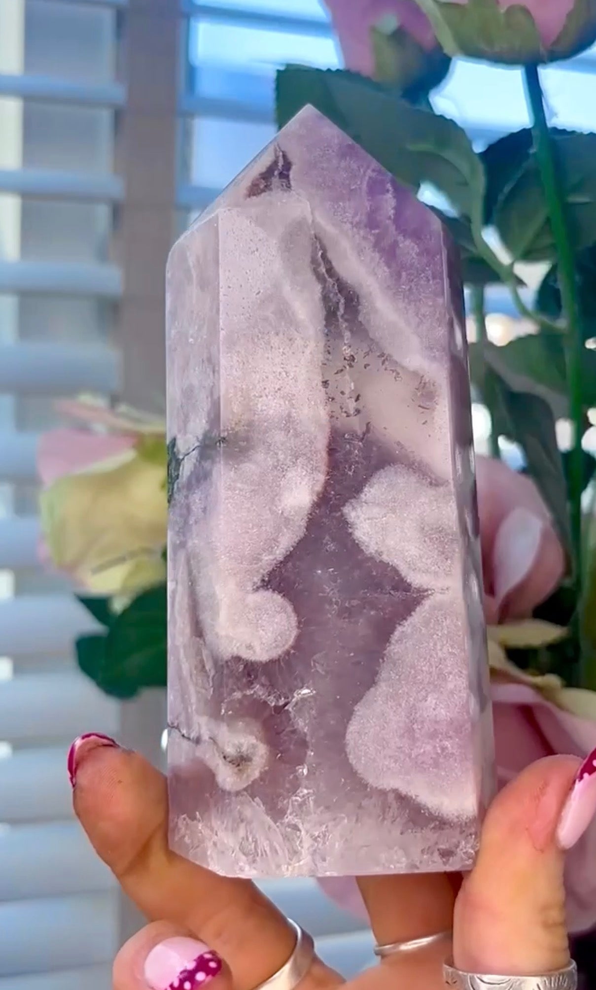 High quality Pink amethyst tower