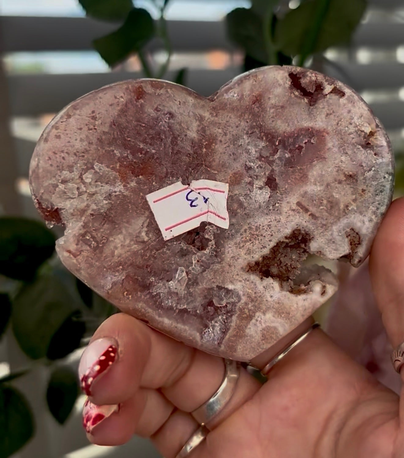 pink amethyst heart - comes with stand (8cm)