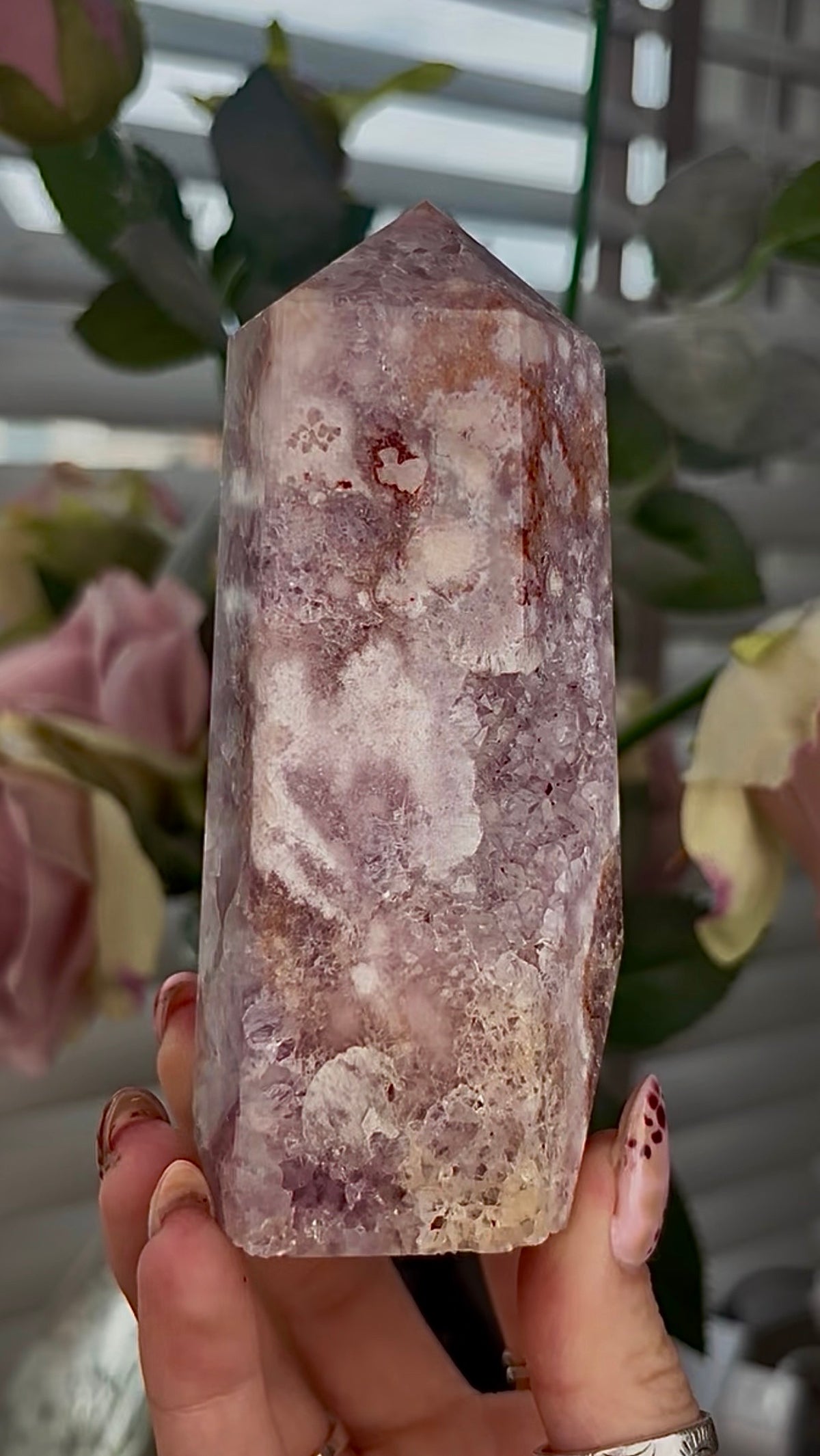 High grade, Amethyst Flower agate tower