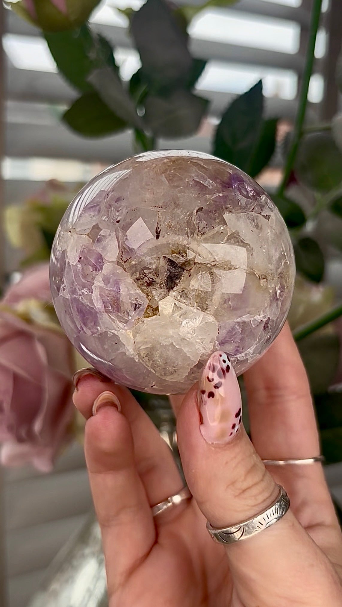 Amethyst Flower agate sphere 410g