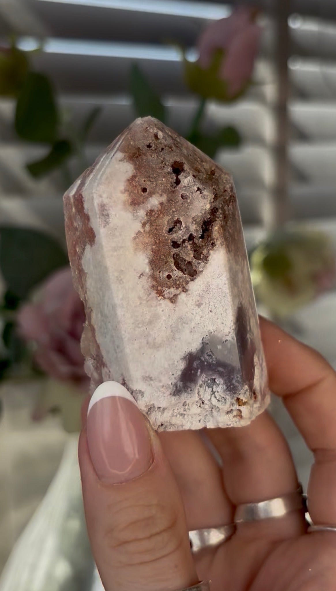Beautiful, chunky Pink amethyst tower 7.2cm(h) by 4.5cm(w)