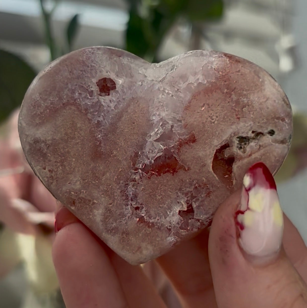 Mini pink amethyst heart - comes with stand
