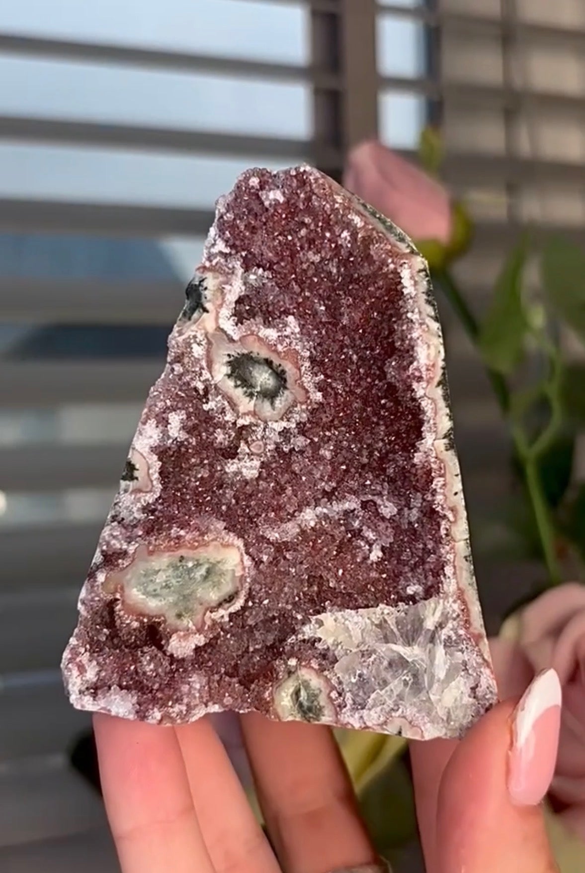 High quality, red rainbow amethyst cutbase