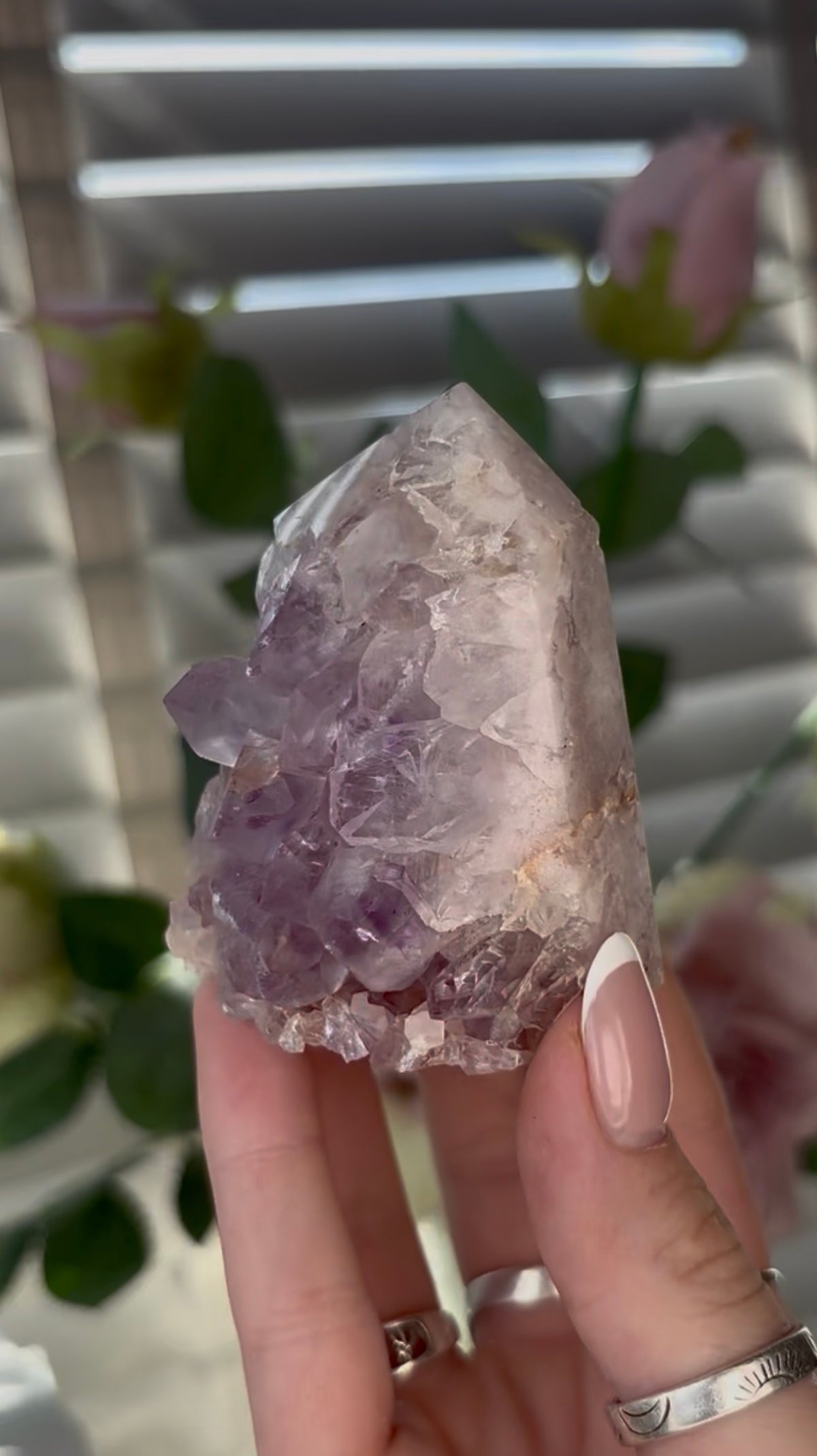 Beautiful, chunky Pink amethyst tower with lilac quartz 6.6cm(h) by 5cm(w)