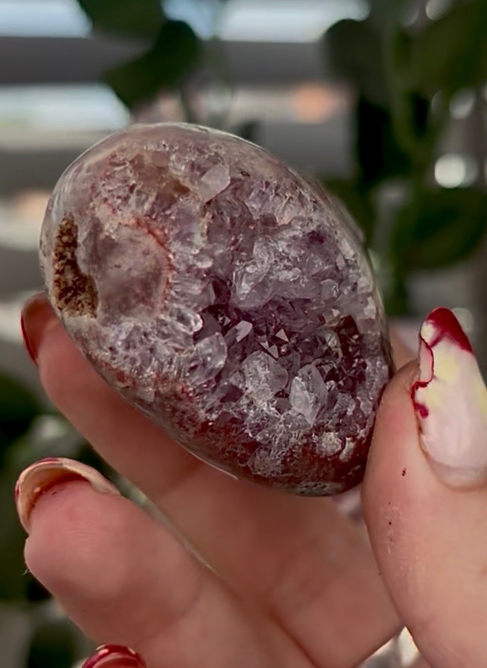 High quality pink amethyst heart - comes with stand