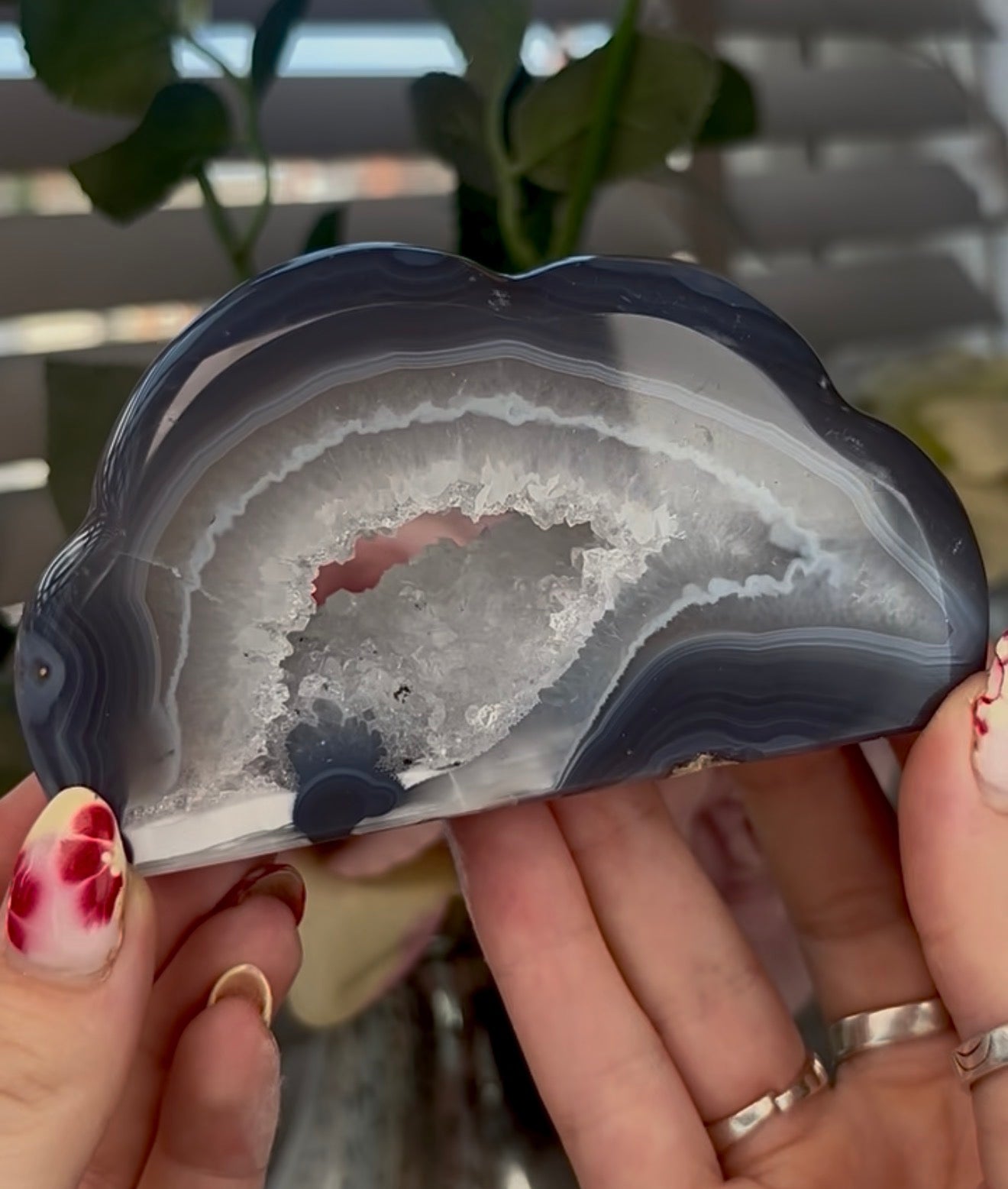 Beautiful, blue banded agate, cloud with druzy