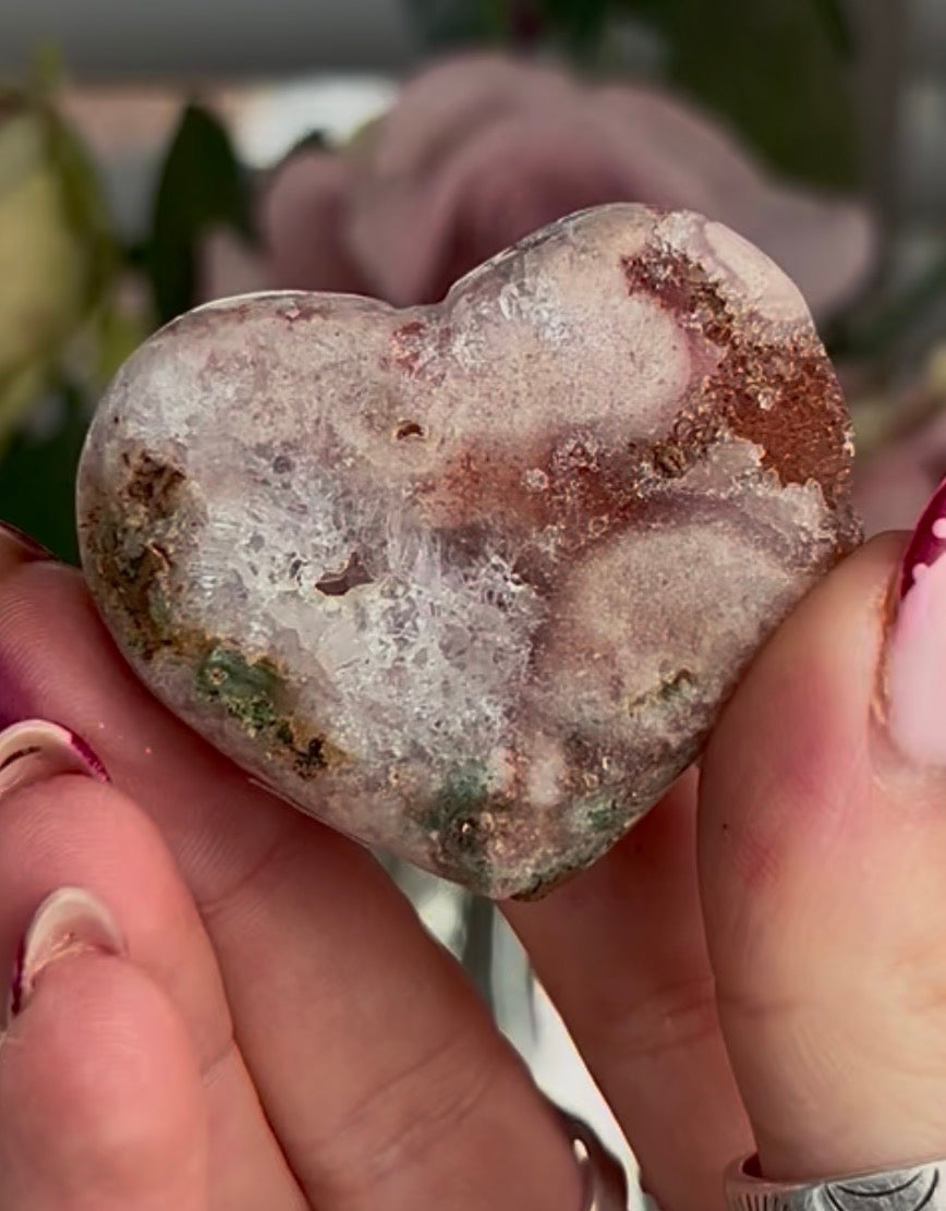 Mini pink amethyst heart - comes with stand