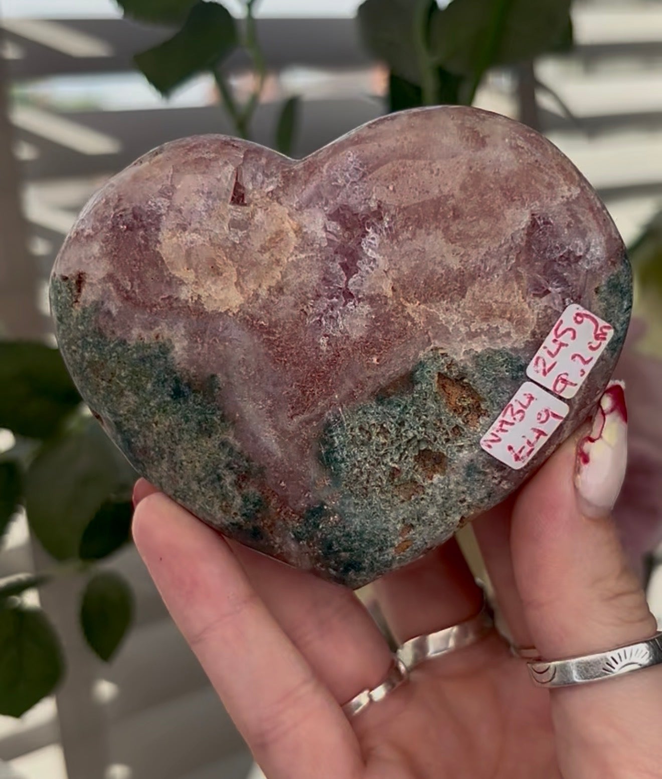 pink amethyst heart - comes with stand 9.2cm
