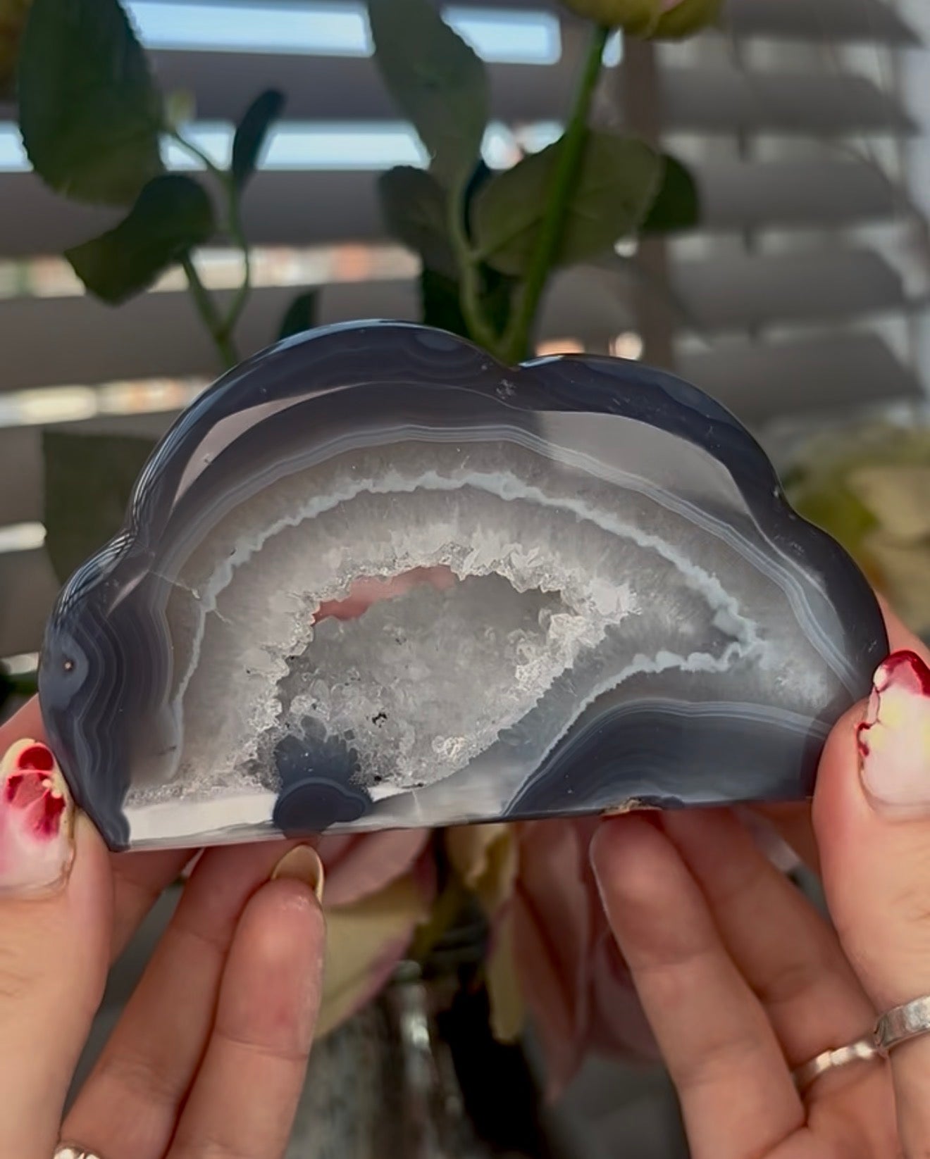 Beautiful, blue banded agate, cloud with druzy