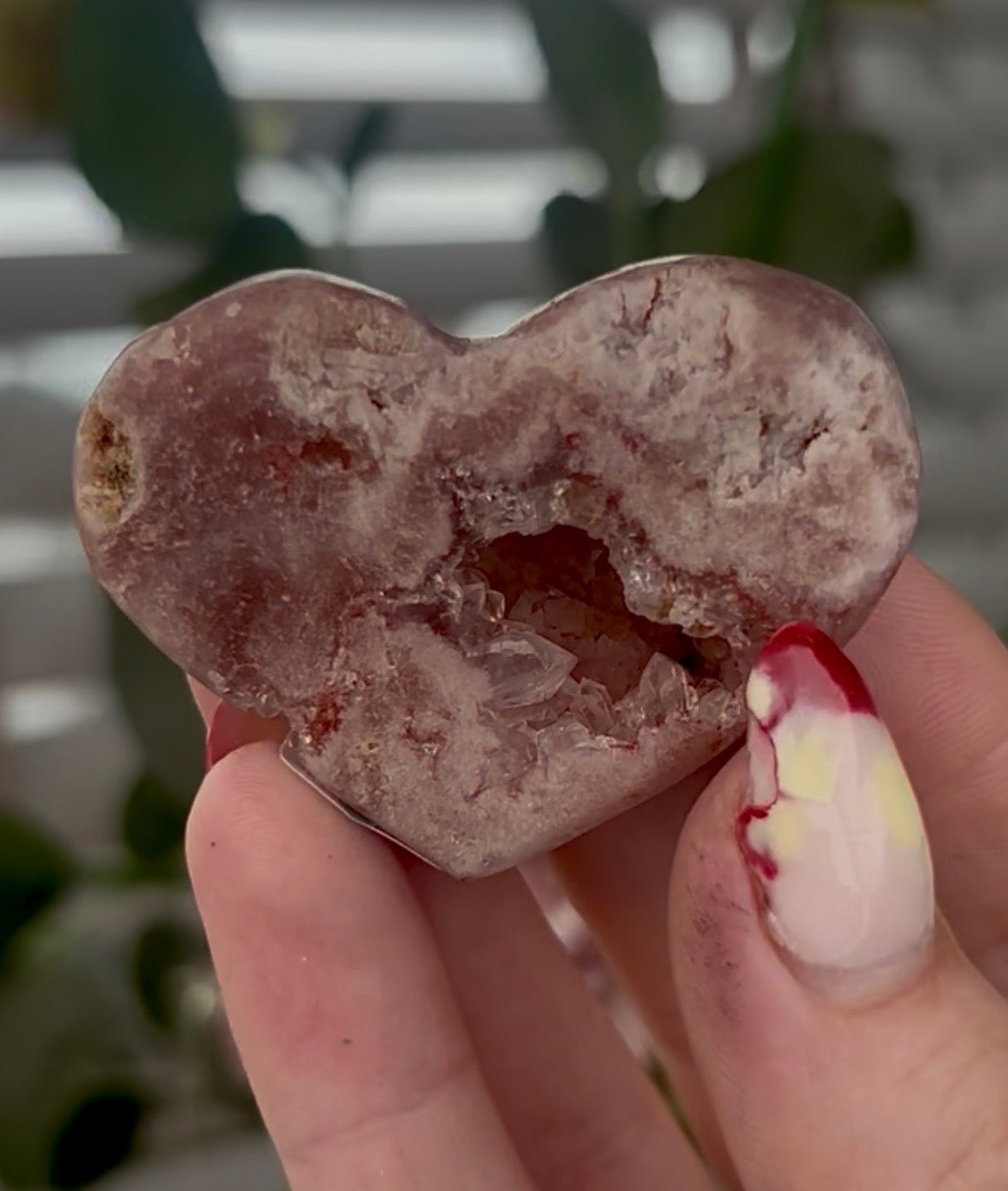 Mini pink amethyst heart - comes with stand