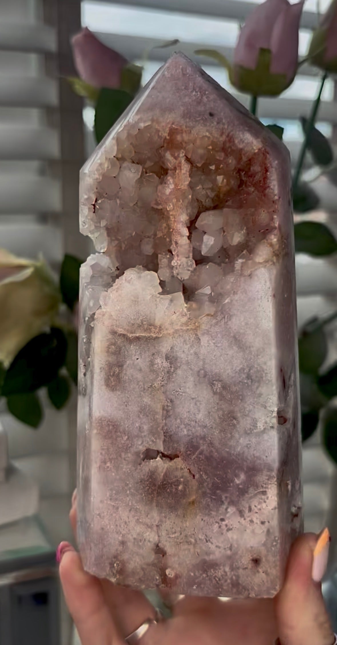 Beautiful, large, Pink amethyst tower