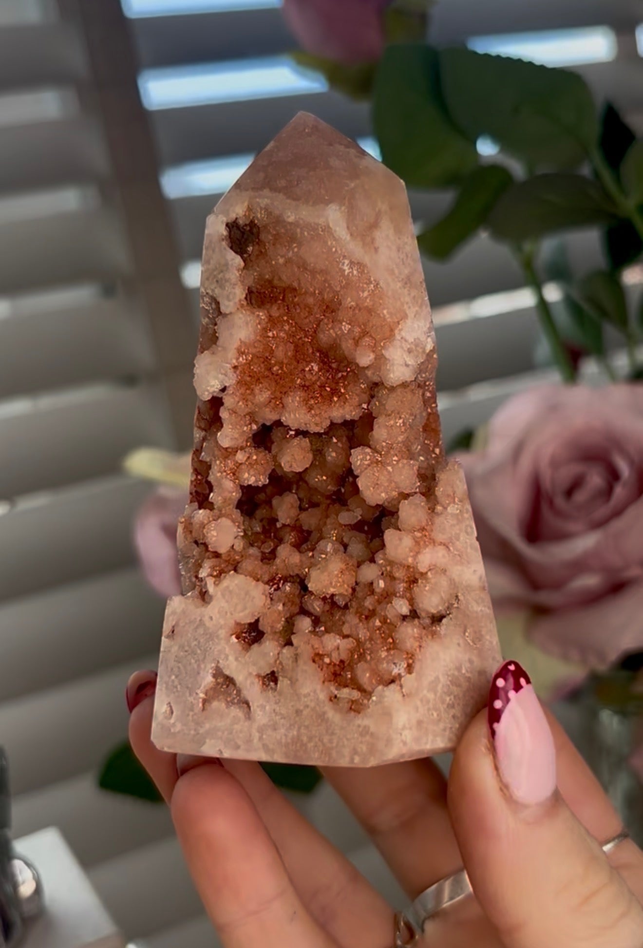 druzy Pink amethyst tower