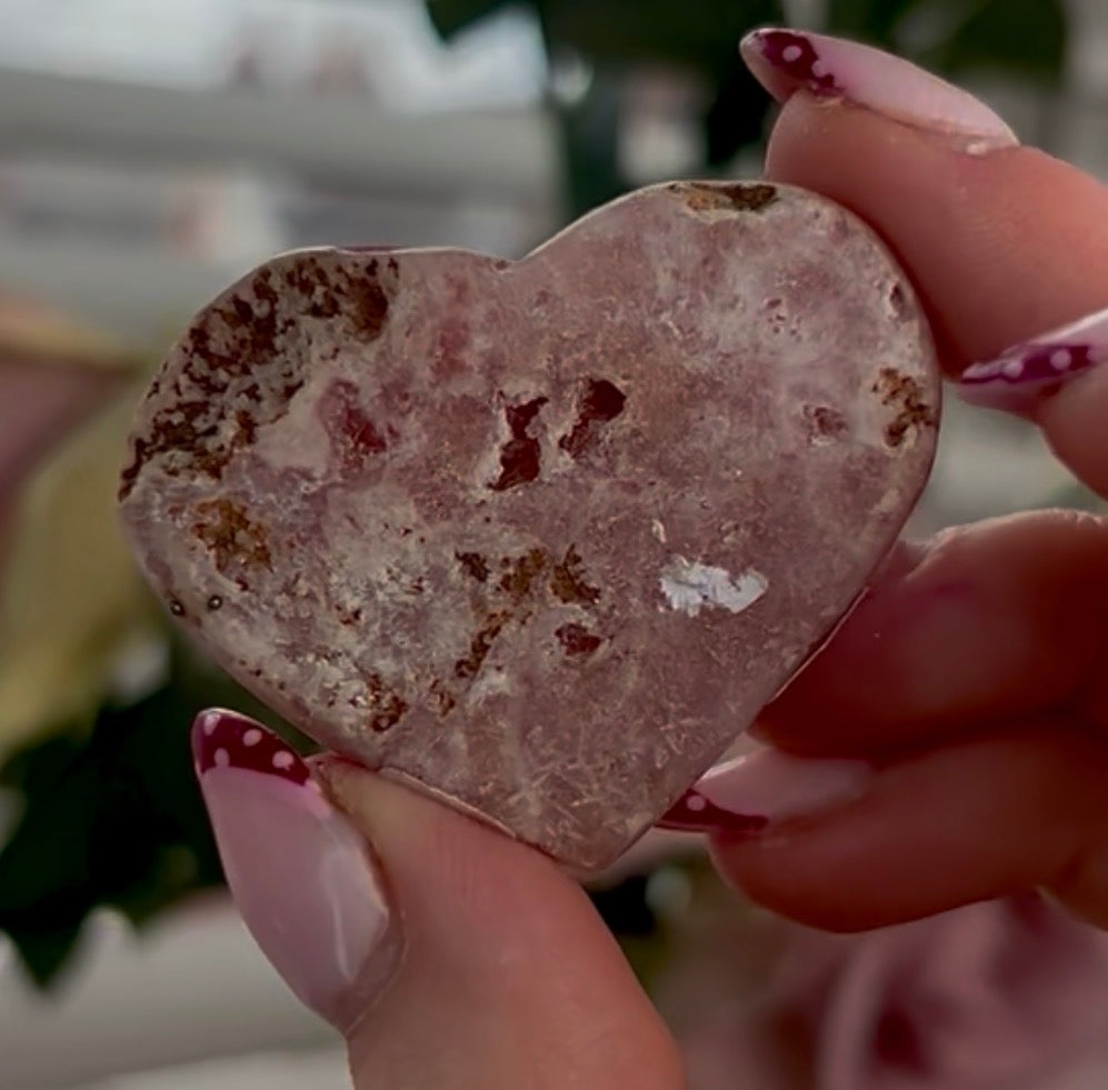 mini pink amethyst heart  - comes with stand