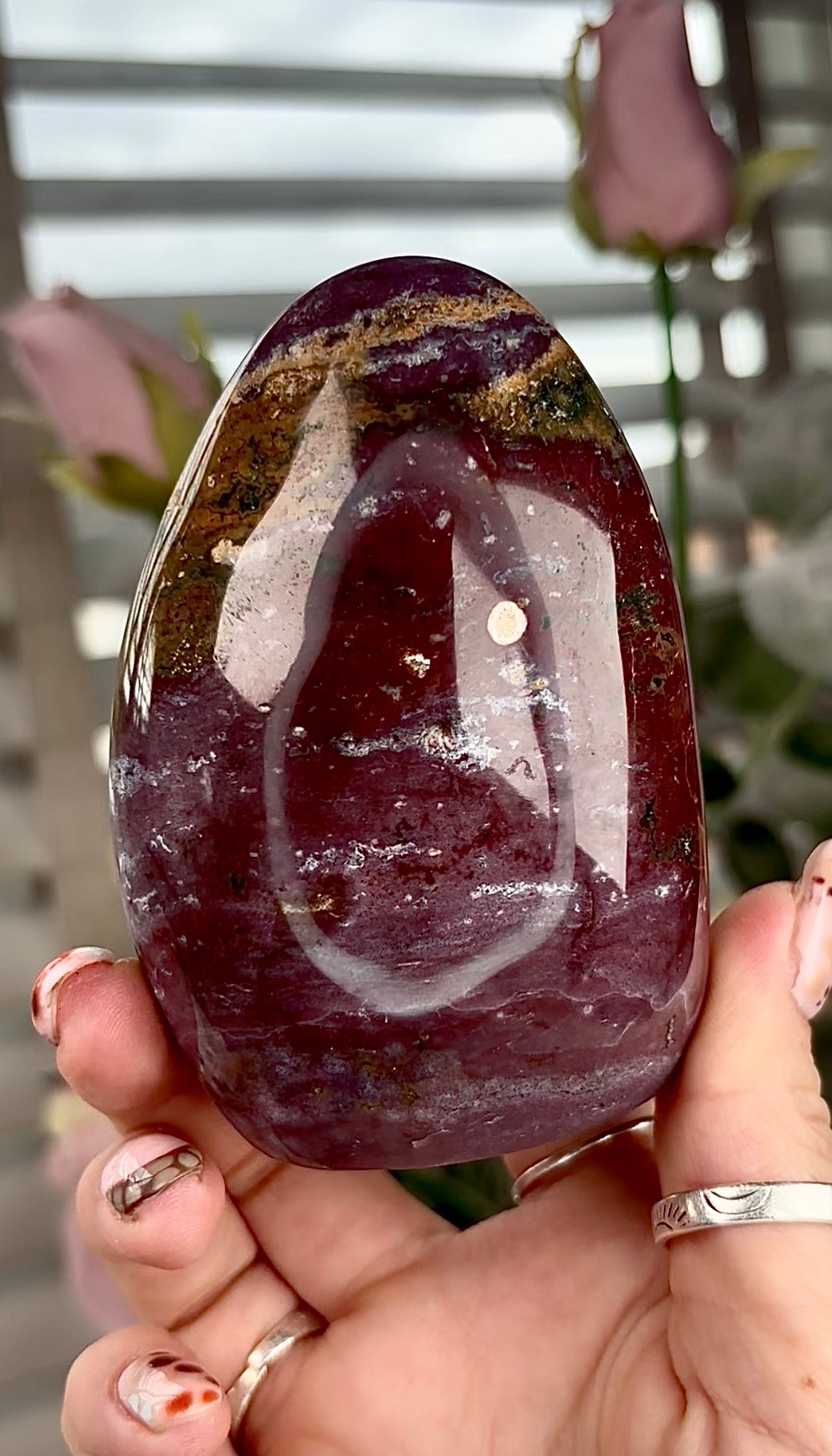 High quality, pastel purple & mustard ocean jasper Freeform - 9cm(h) by 6cm(w)