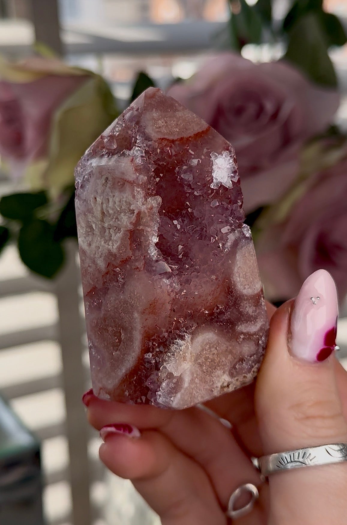 Hq High quality Pink amethyst tower