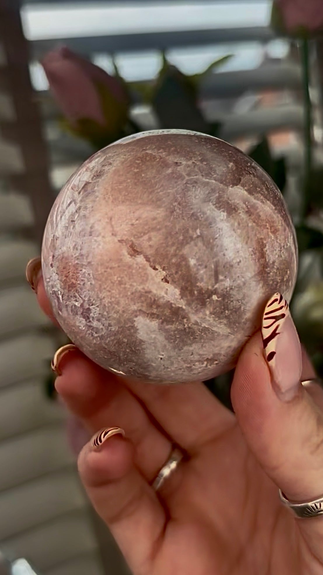 high grade, gorgeous pink amethyst sphere 5cm wide