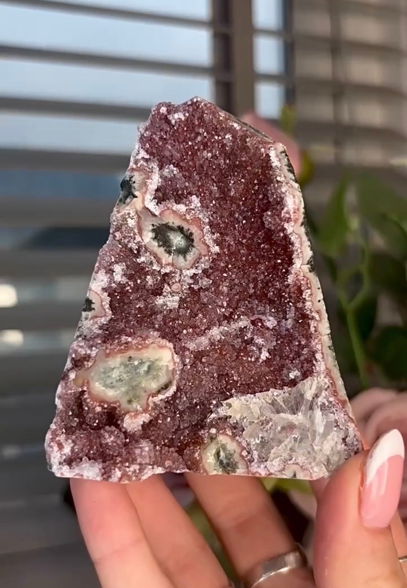High quality, red rainbow amethyst cutbase